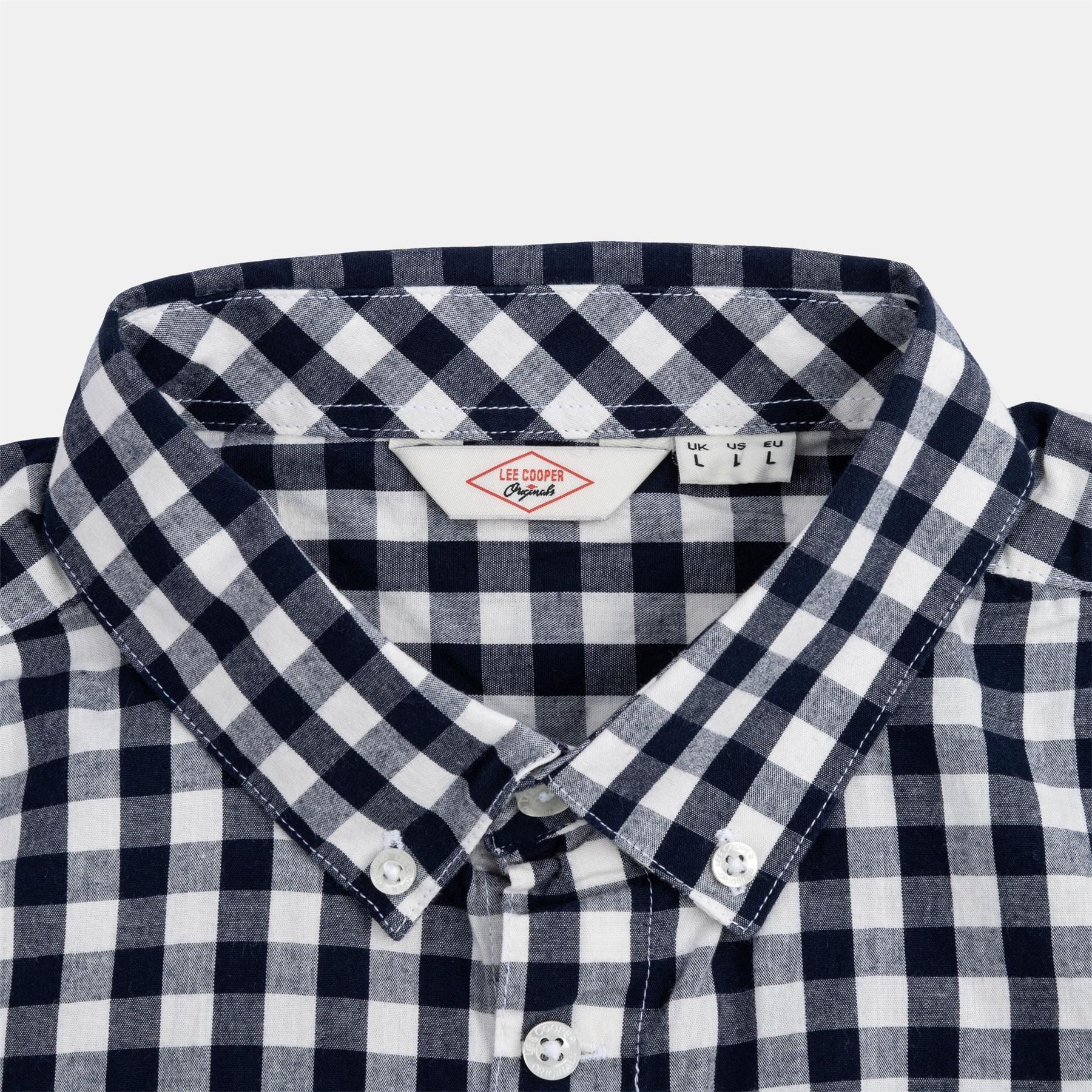 Lee Cooper Mens Cooper Gingham Check Short Sleeve Shirt