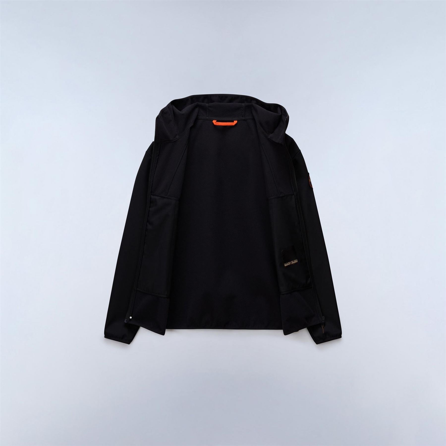 Napapijri Solid Patterned Hooded Zipped Pocket Logo Badge Rain Jacket