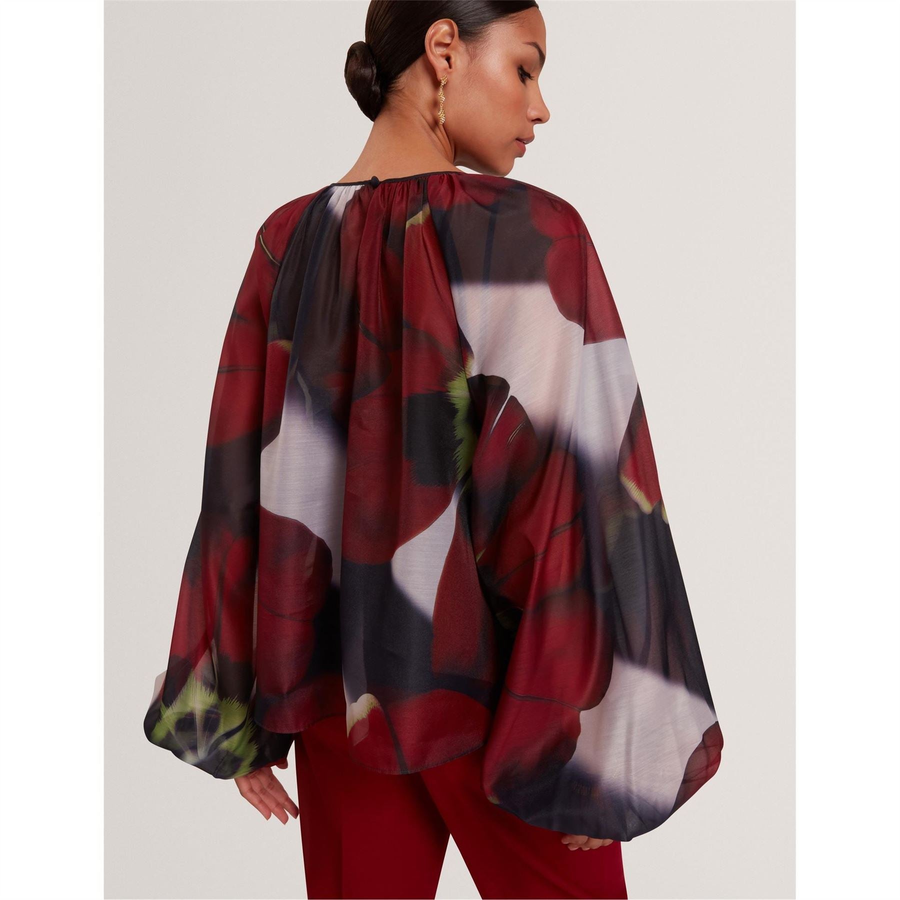 Ted Baker Peasant Balloon Sleeve Crew Neck Blouse