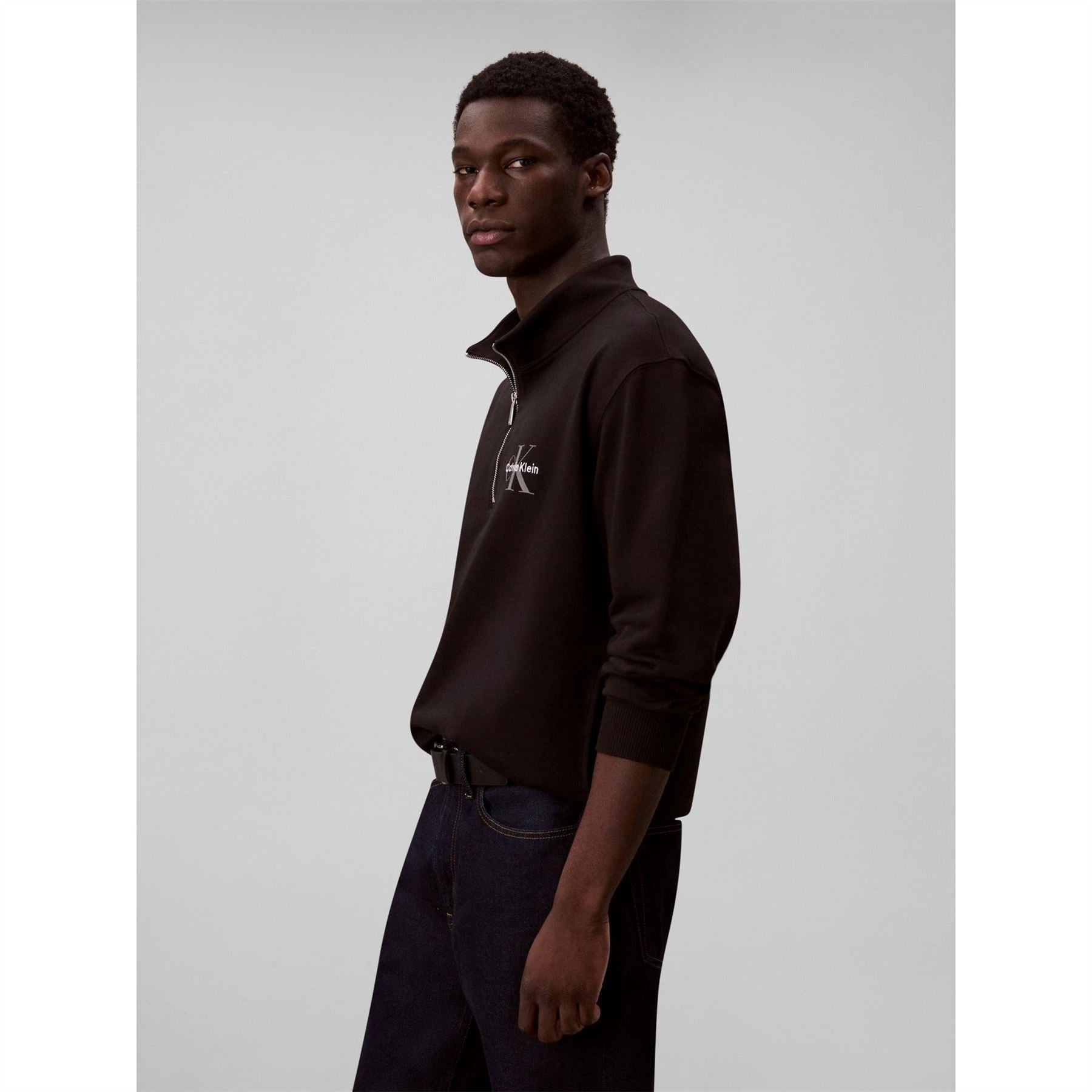 Calvin Klein Jeans Monogram Zip Neck Long Sleeve Sweatshirt