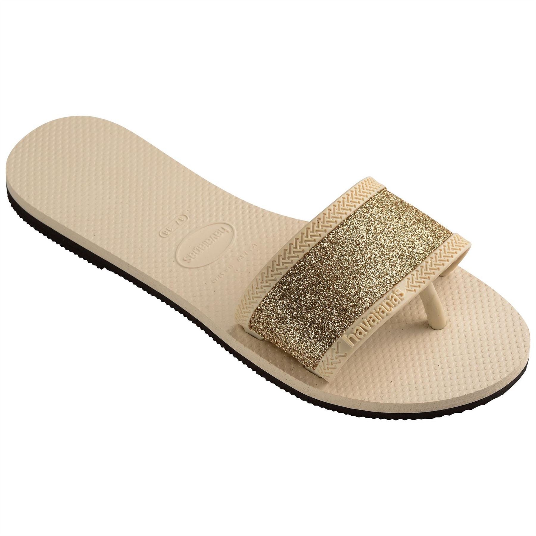 Havaianas Womens Hav. You Angra Glitter Beige 41 42 Flip Flops