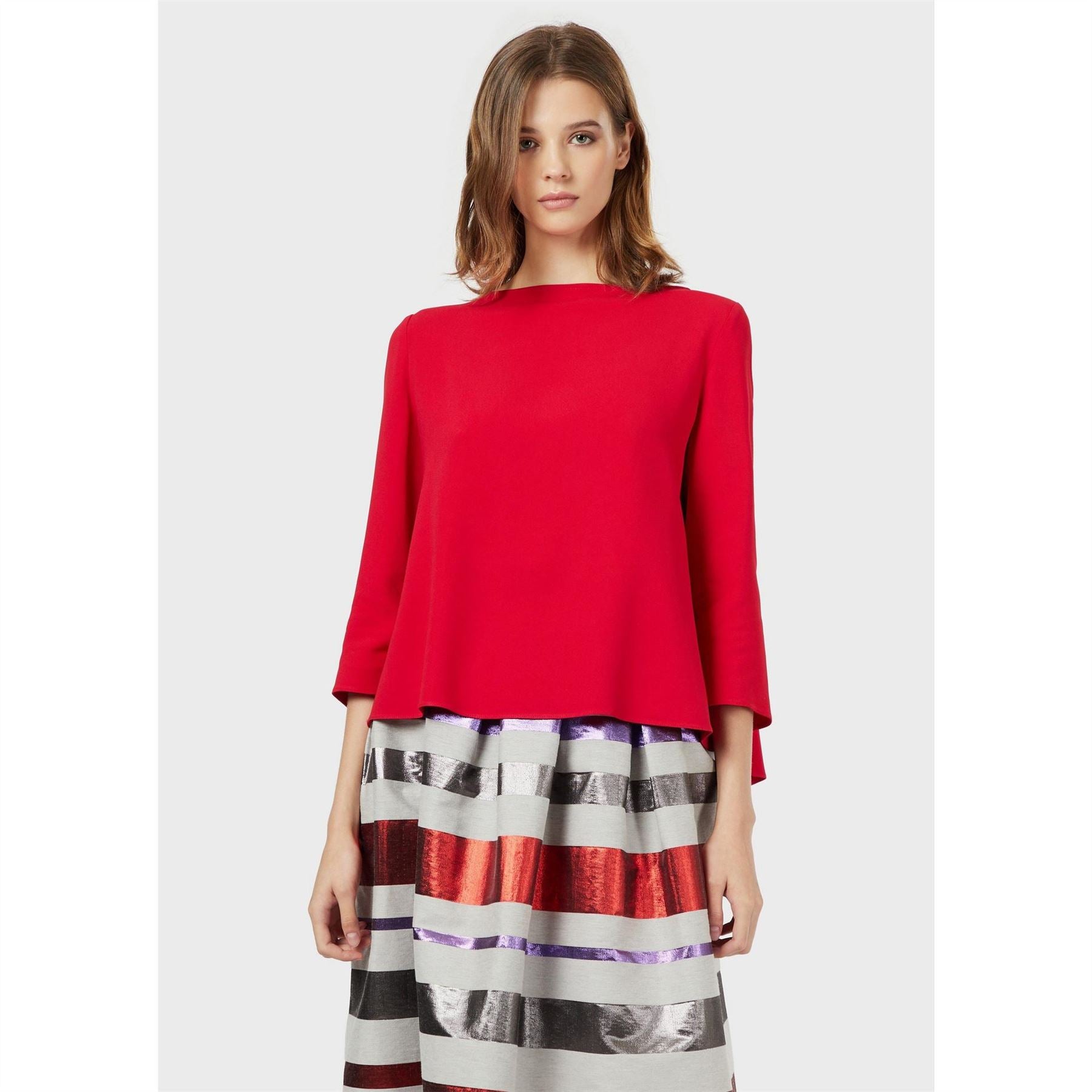 Emporio Armani Relaxed Fit Long Sleeve Boat Neck Blouse
