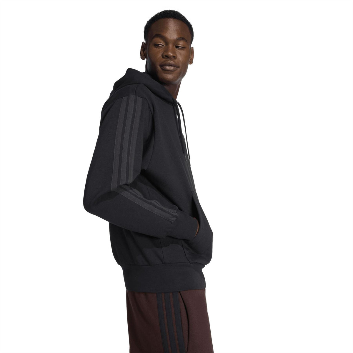 adidas Mens Fleece 3 Stripes Hoodie