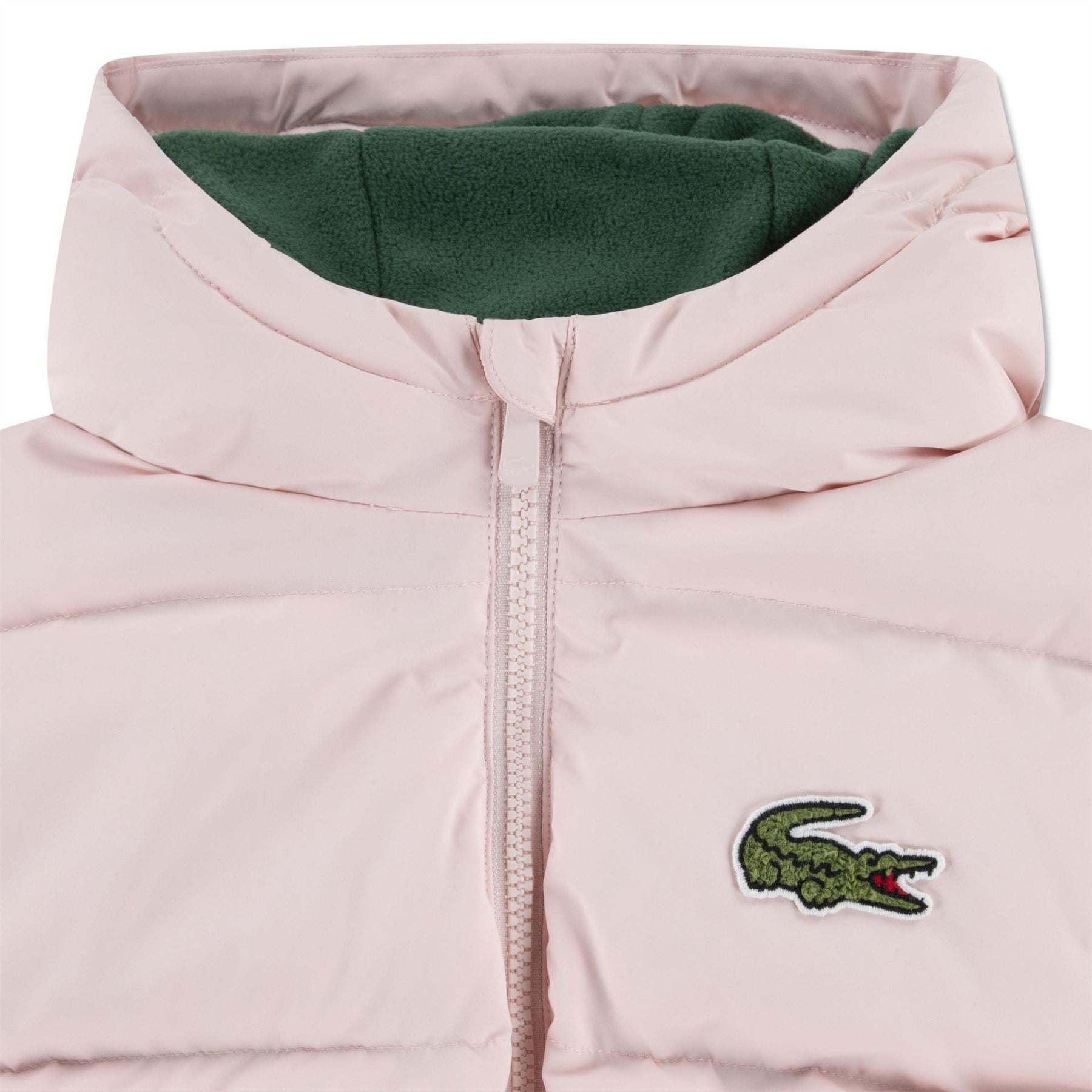 Lacoste Core Hooded Ribbed Cuff Puffer Jacket with Logo