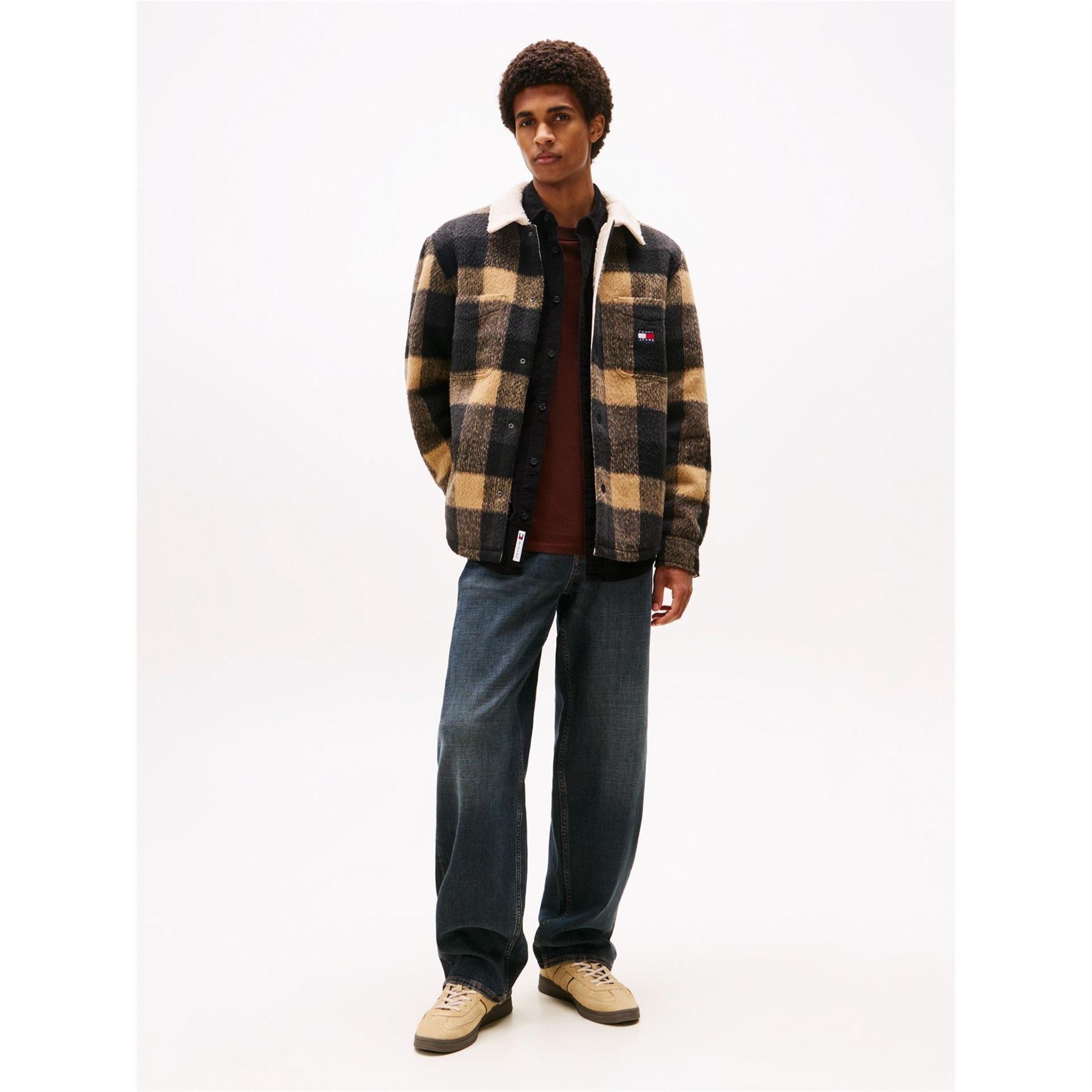 Tommy Jeans Borg Plaid Patterned Chest Pocket Overshirt