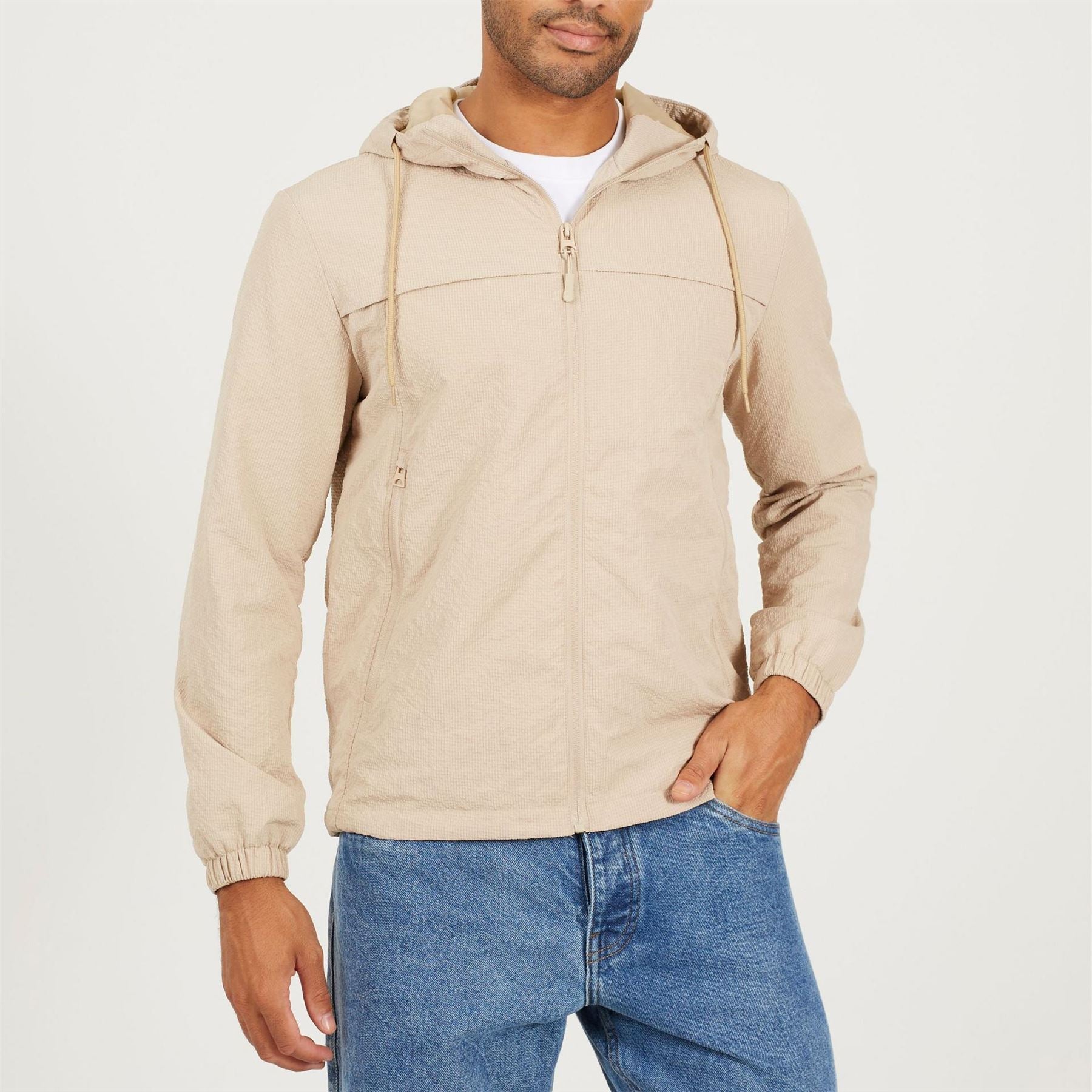 Brave Soul Mens Clasic Wind Runner Jacket In Stone
