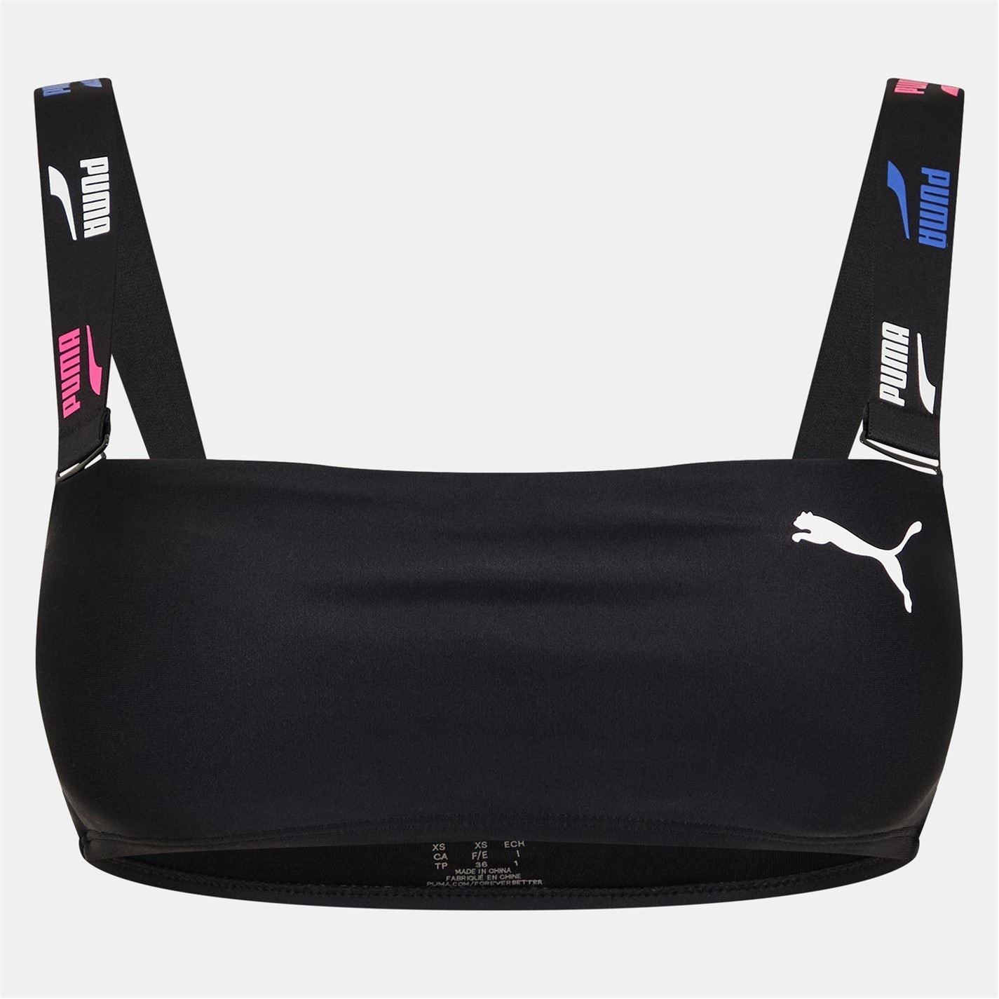 Puma Logo Print Swim Bandeau Bikini Top