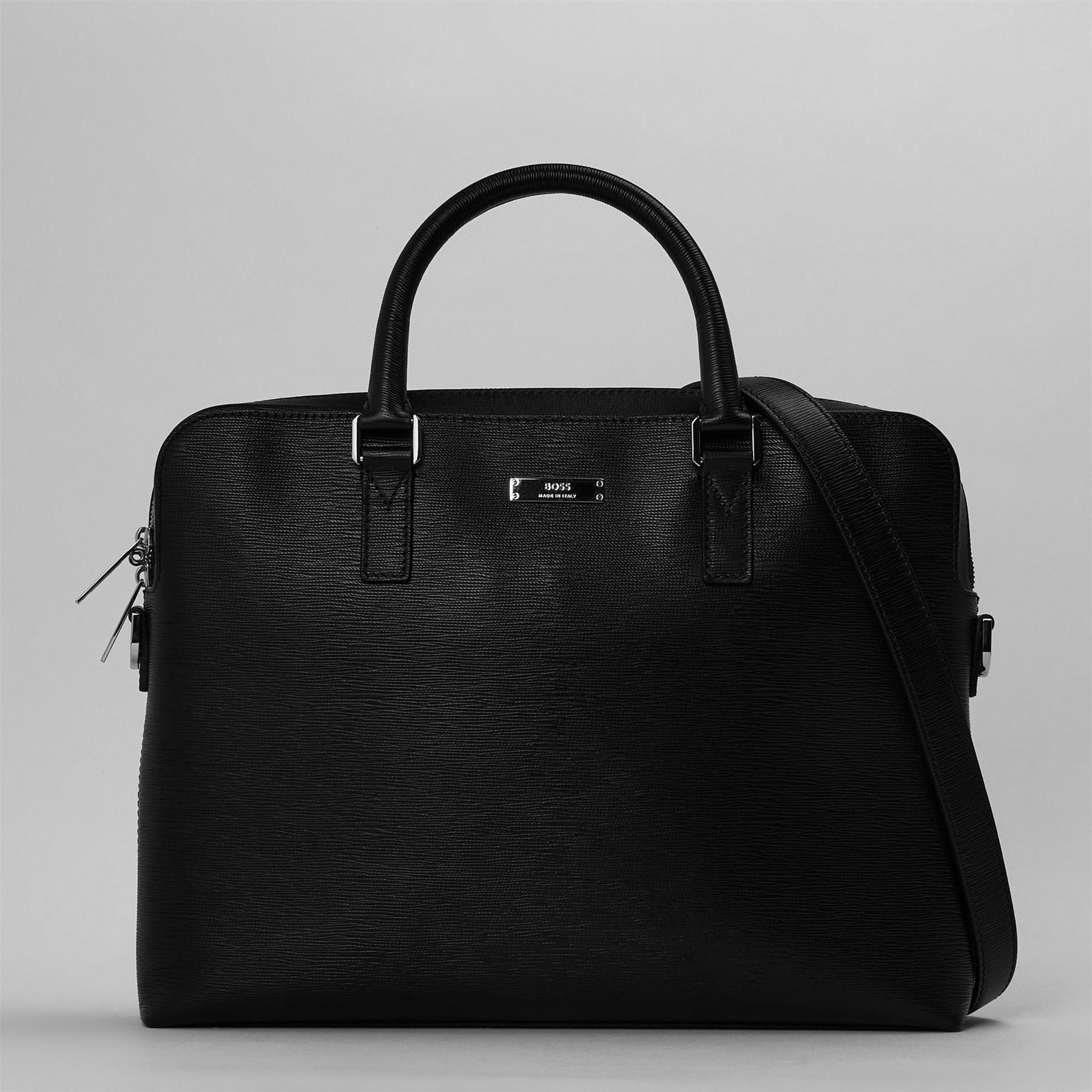 Boss Gallerya Textured Briefcase with Silver Tone Hardware