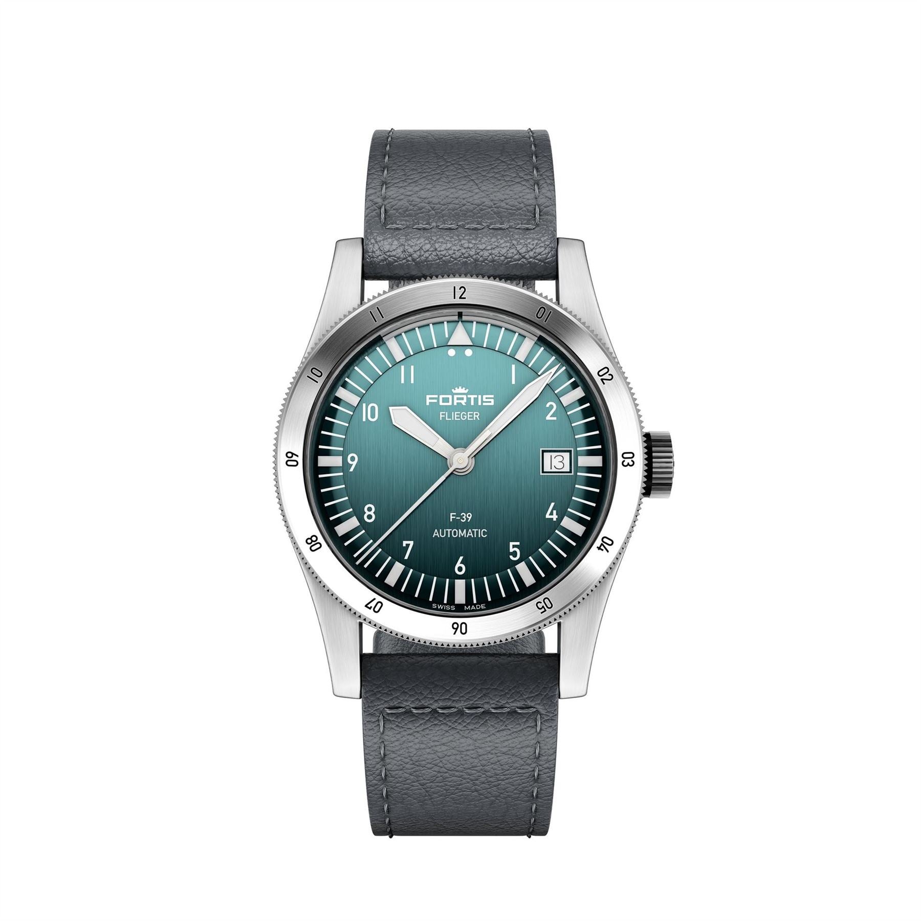 Fortis Flieger Stainless Steel Leather Strap Automatic Auto Analogue Watch