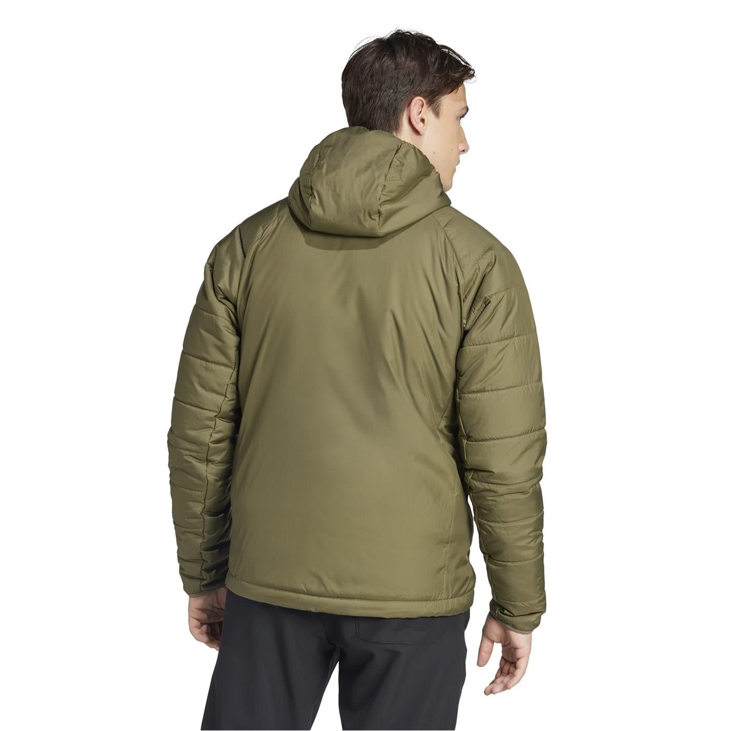 adidas Hooded Adjustable Drawstring Zipped Pocket Solid Patterned Puffer Jacket