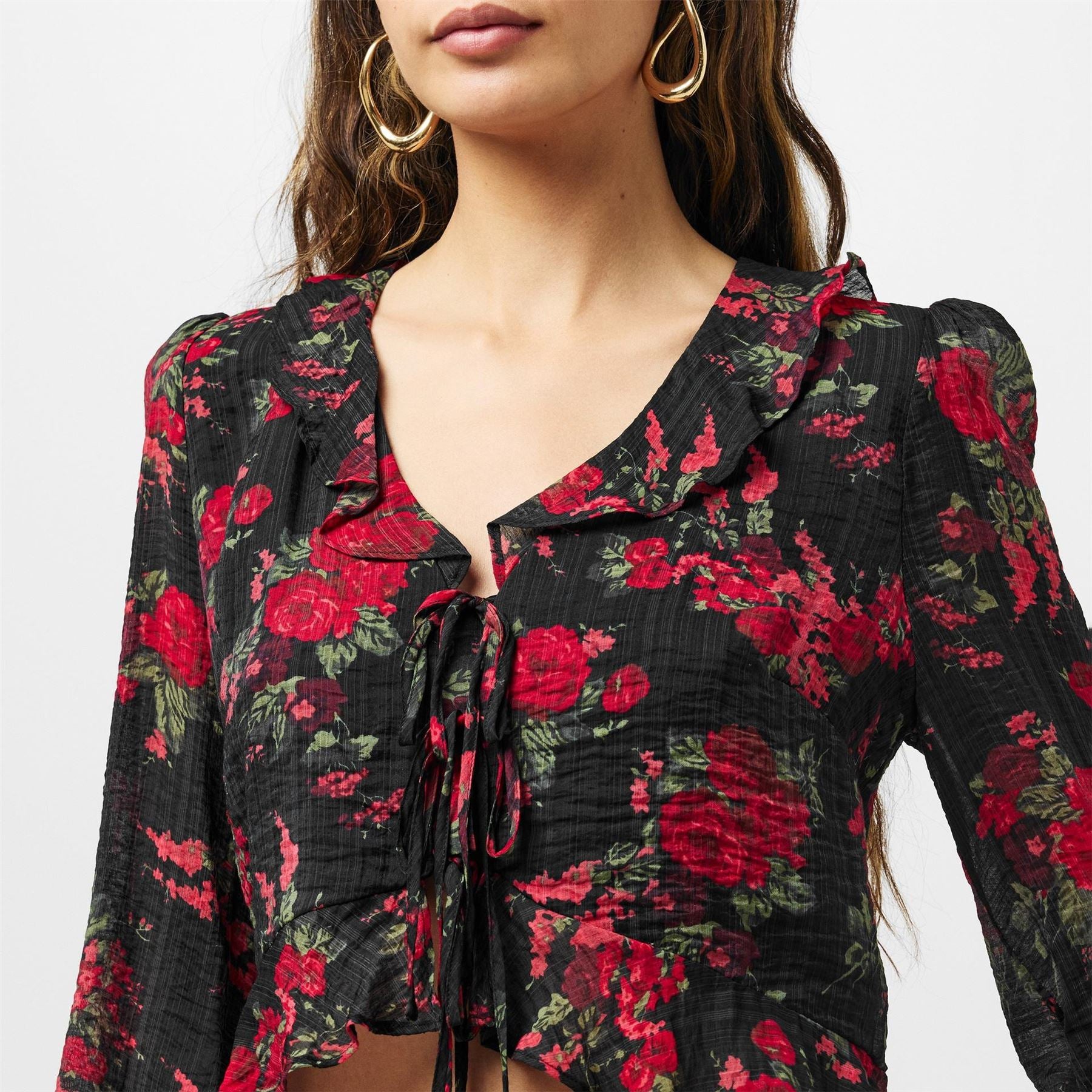 Nobodys Child Plunging Neck Relaxed Fit Blouse