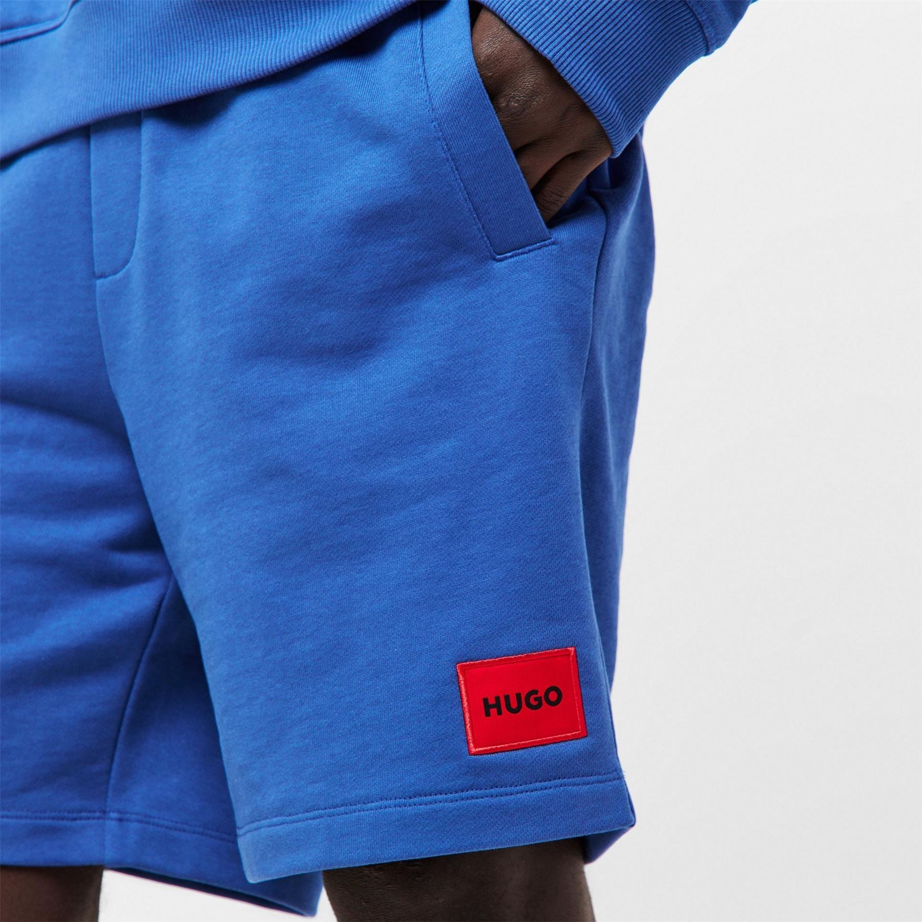 Hugo HUGO Jogger Fleece Shorts with Logo Detail   Soft Cotton Blend Jersey