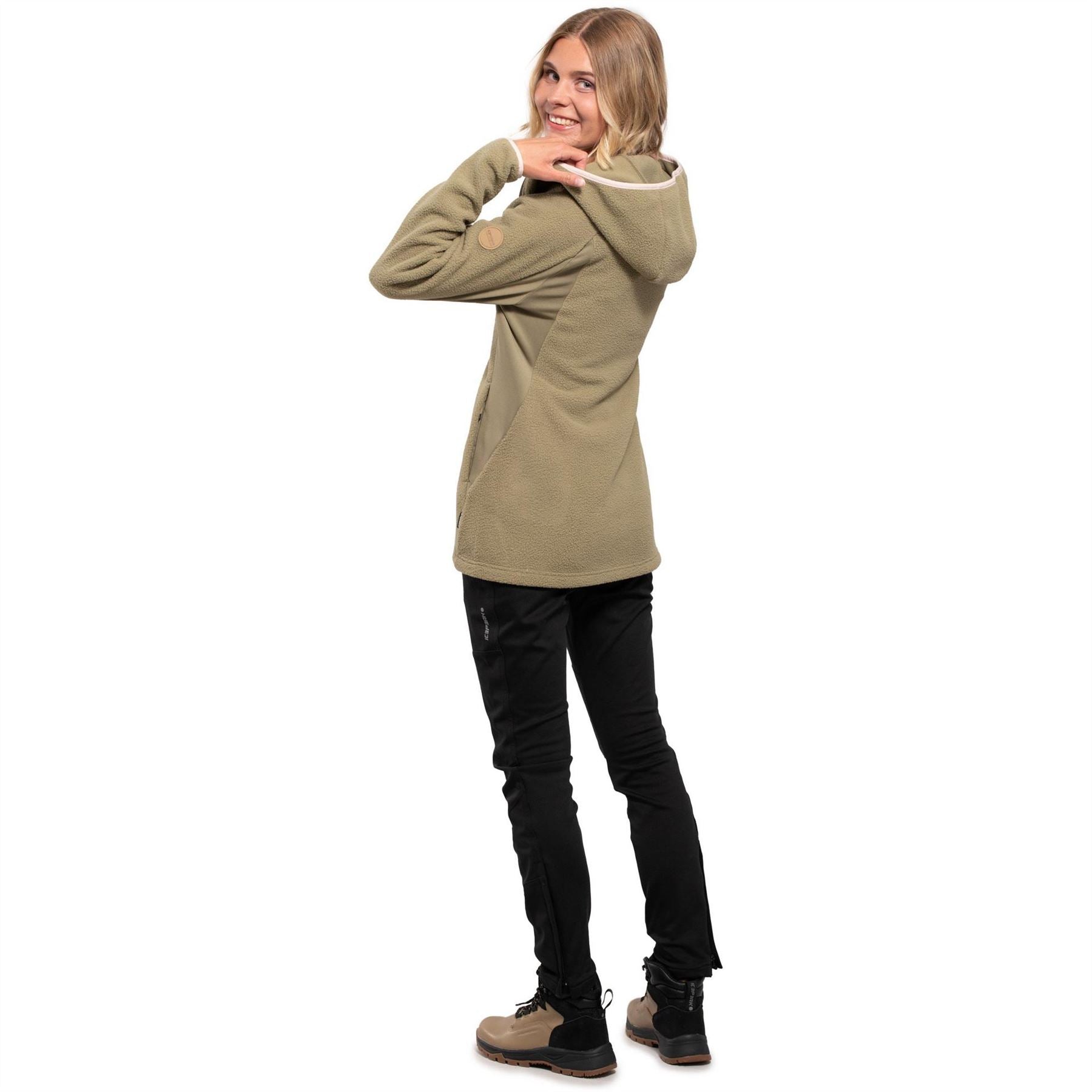 Icepeak Millwood Solid Patterned Hooded Neck Ribbed Cuff Fleece Jacket