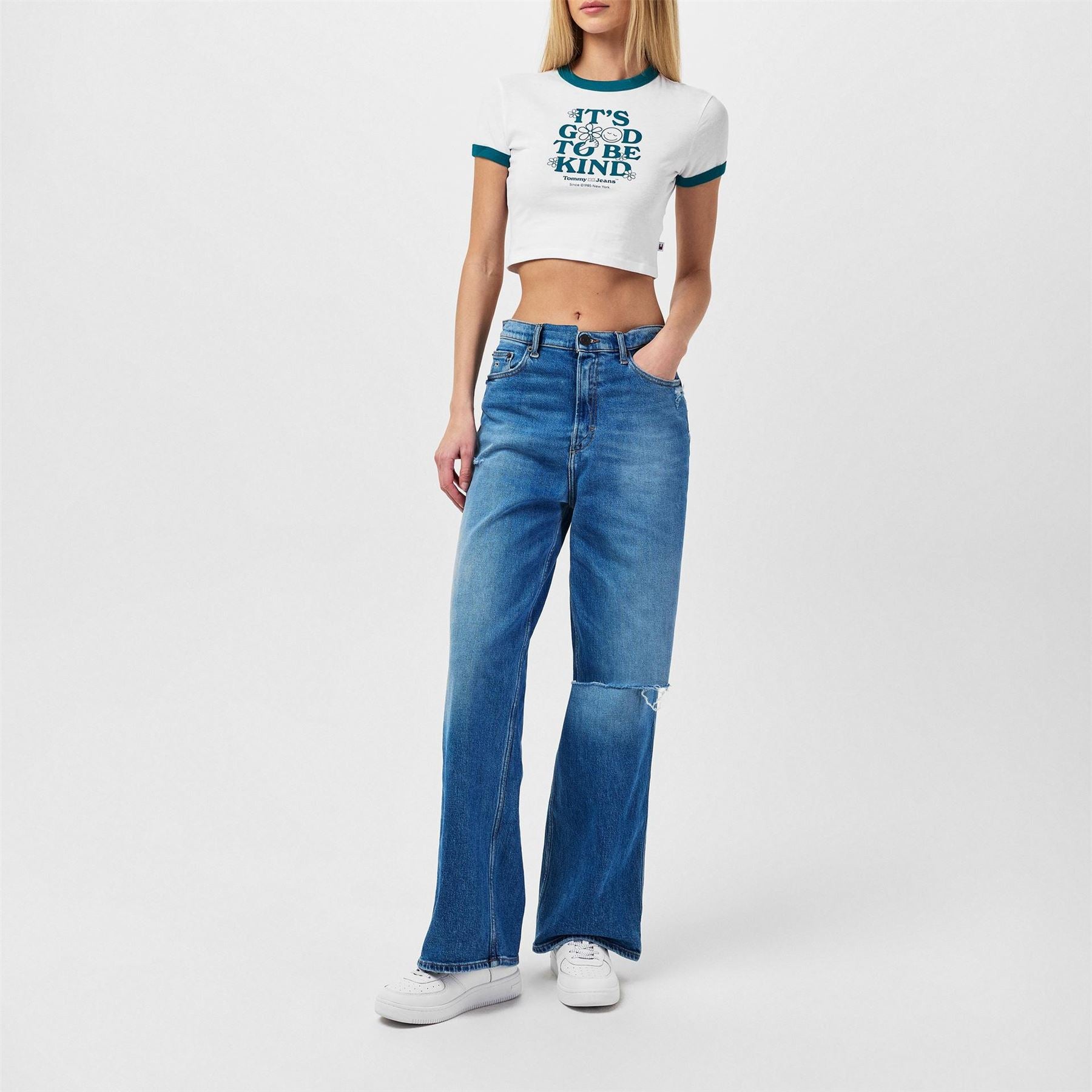 Tommy Jeans Cropped Lettering Ringer T-Shirt
