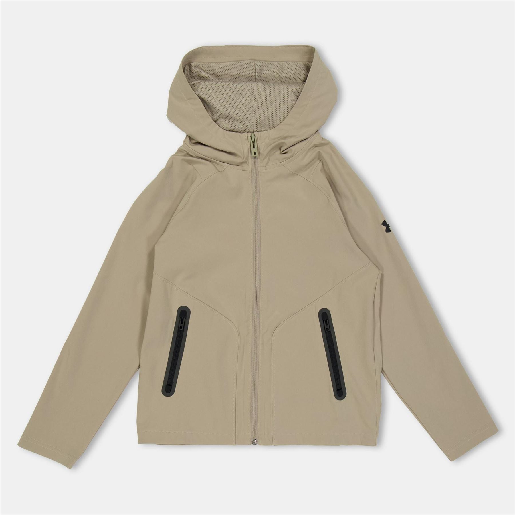 Under Armour Solid Patterned Hooded Zipped Pocket Rain Jacket