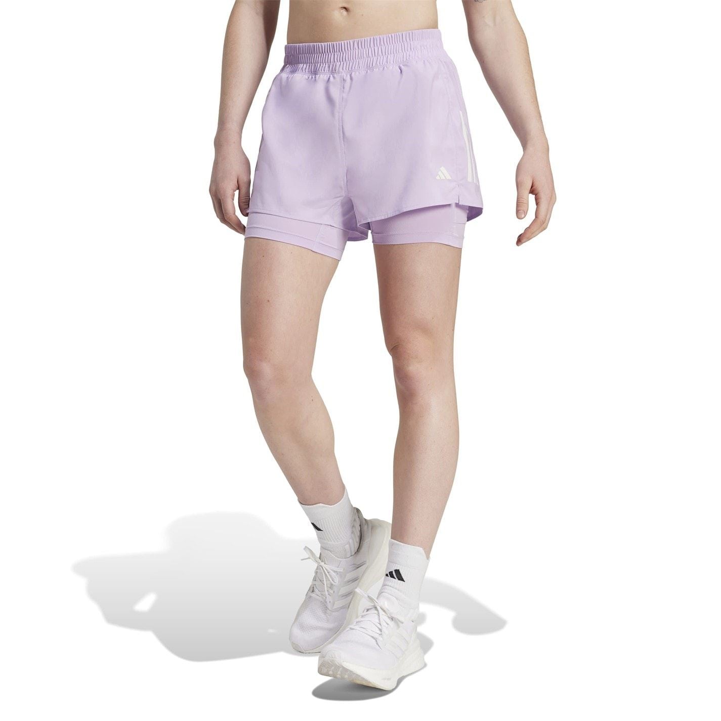 adidas Womens Own The Run 3 Stripes 2 In 1 Shorts