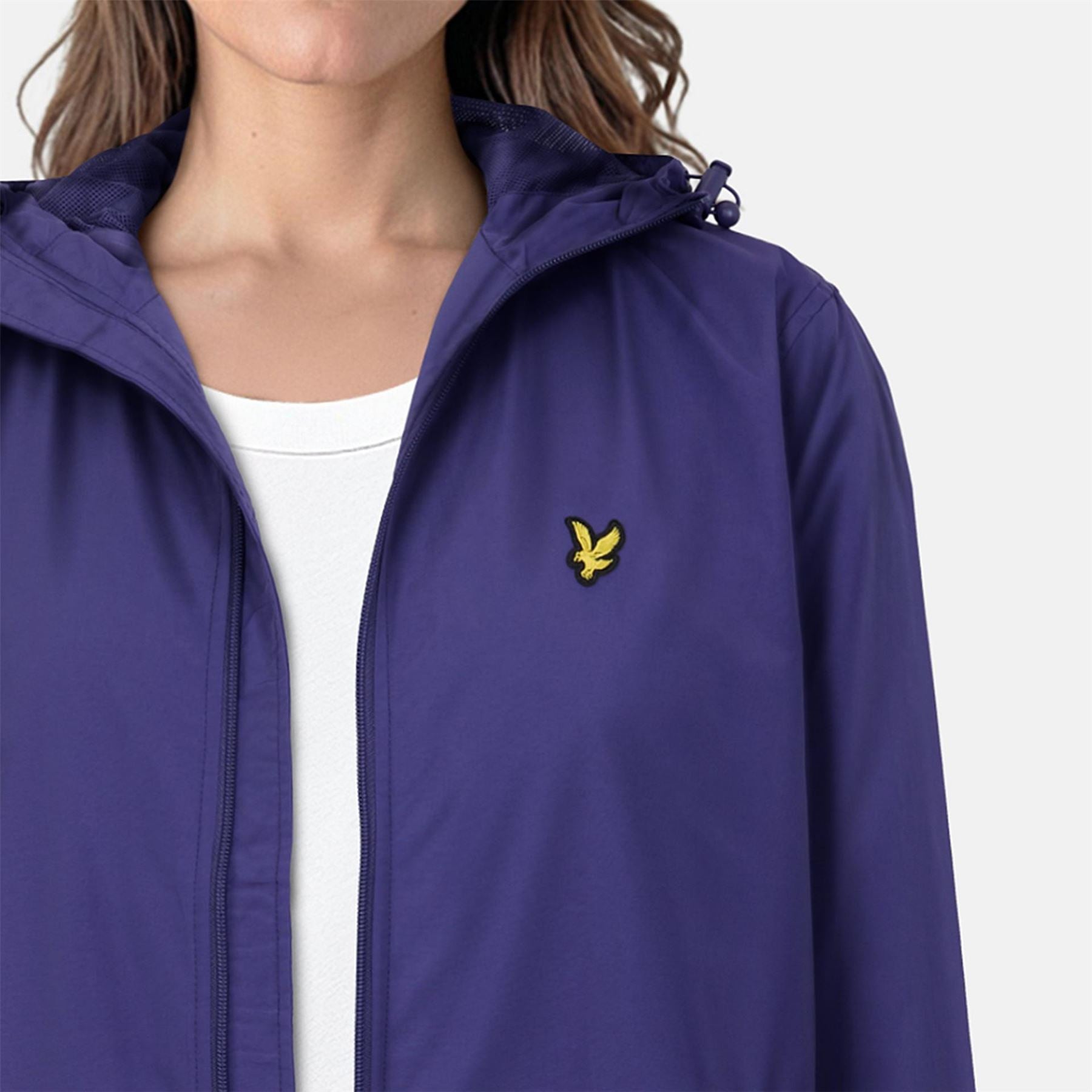 Lyle and Scott Zip Through Cotton Wind Resistant Long Sleeve Hooded Rain Anorak