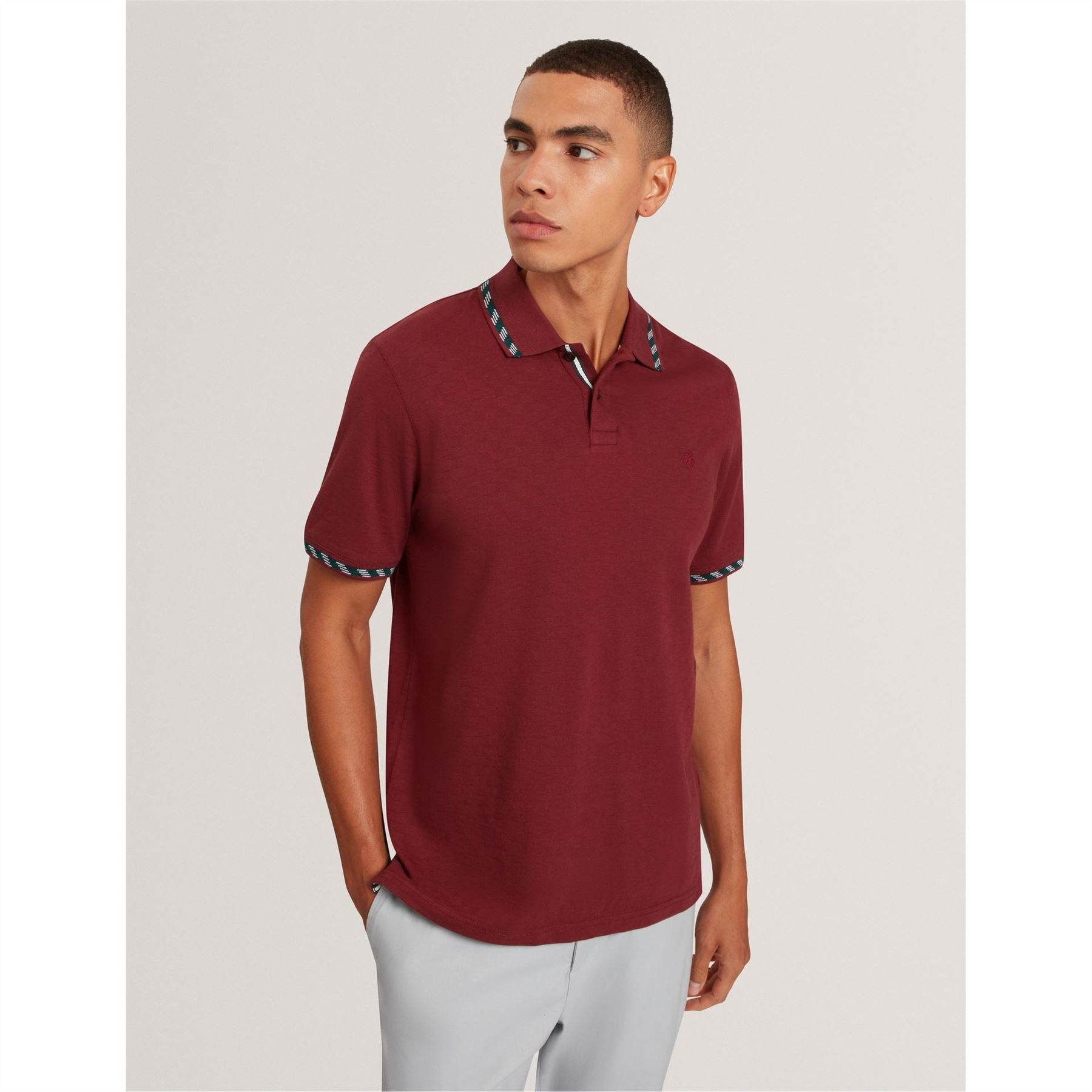 Ted Baker Jacquard Collared Neck Short Sleeve Polo Shirt