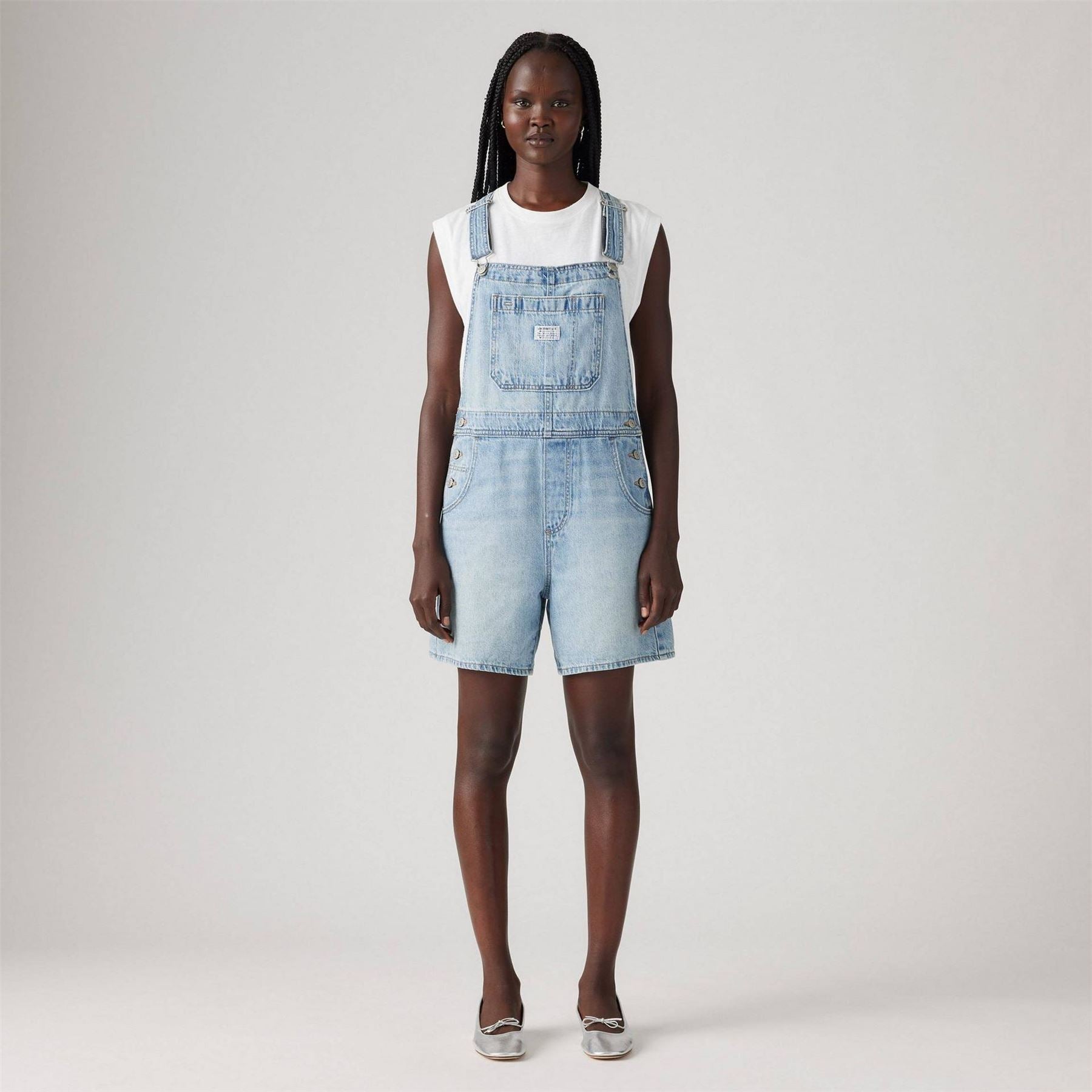 Levis Sleeveless Solid Patterned Shortalls Dungaree