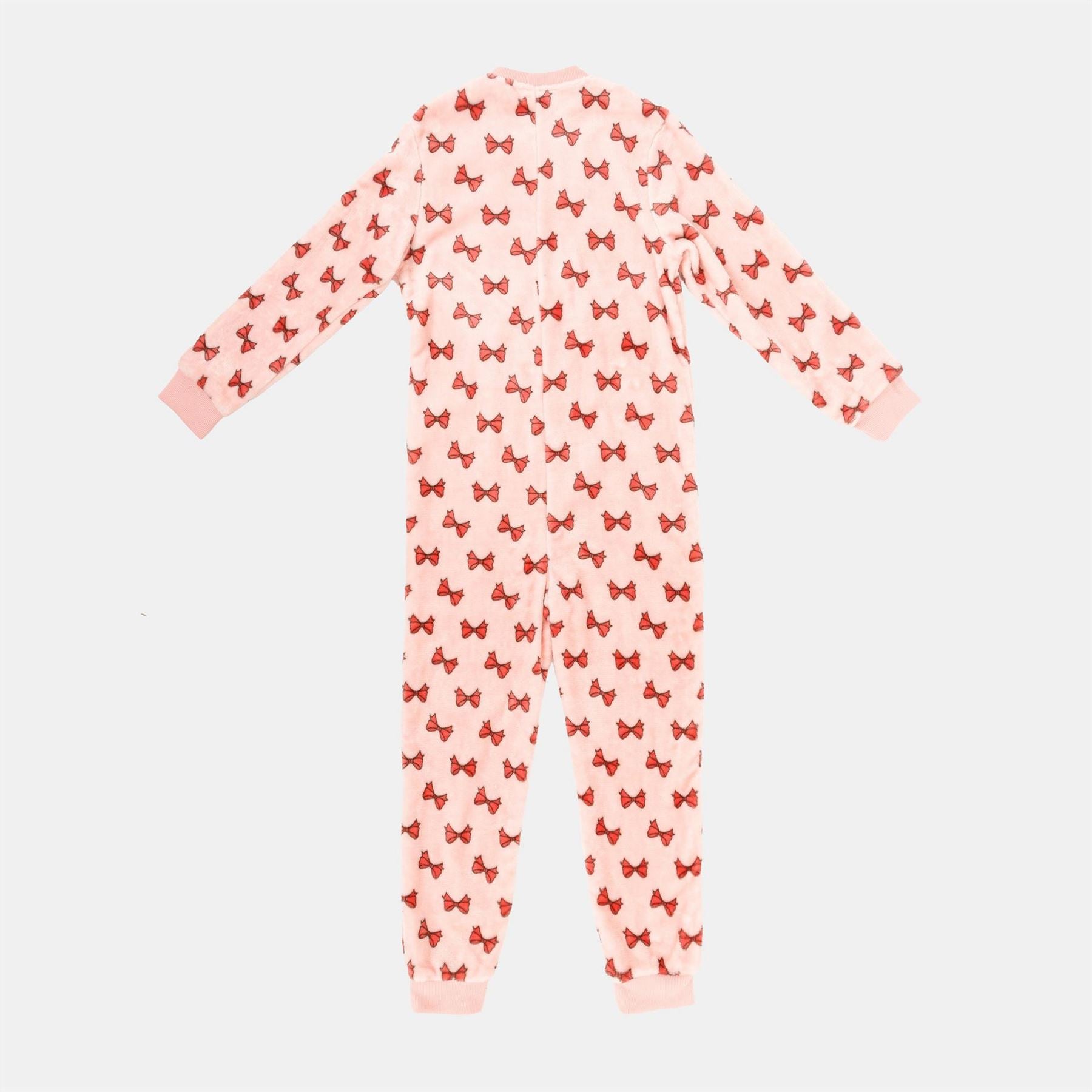 Star Fleece Onesie Junior Girls Pink