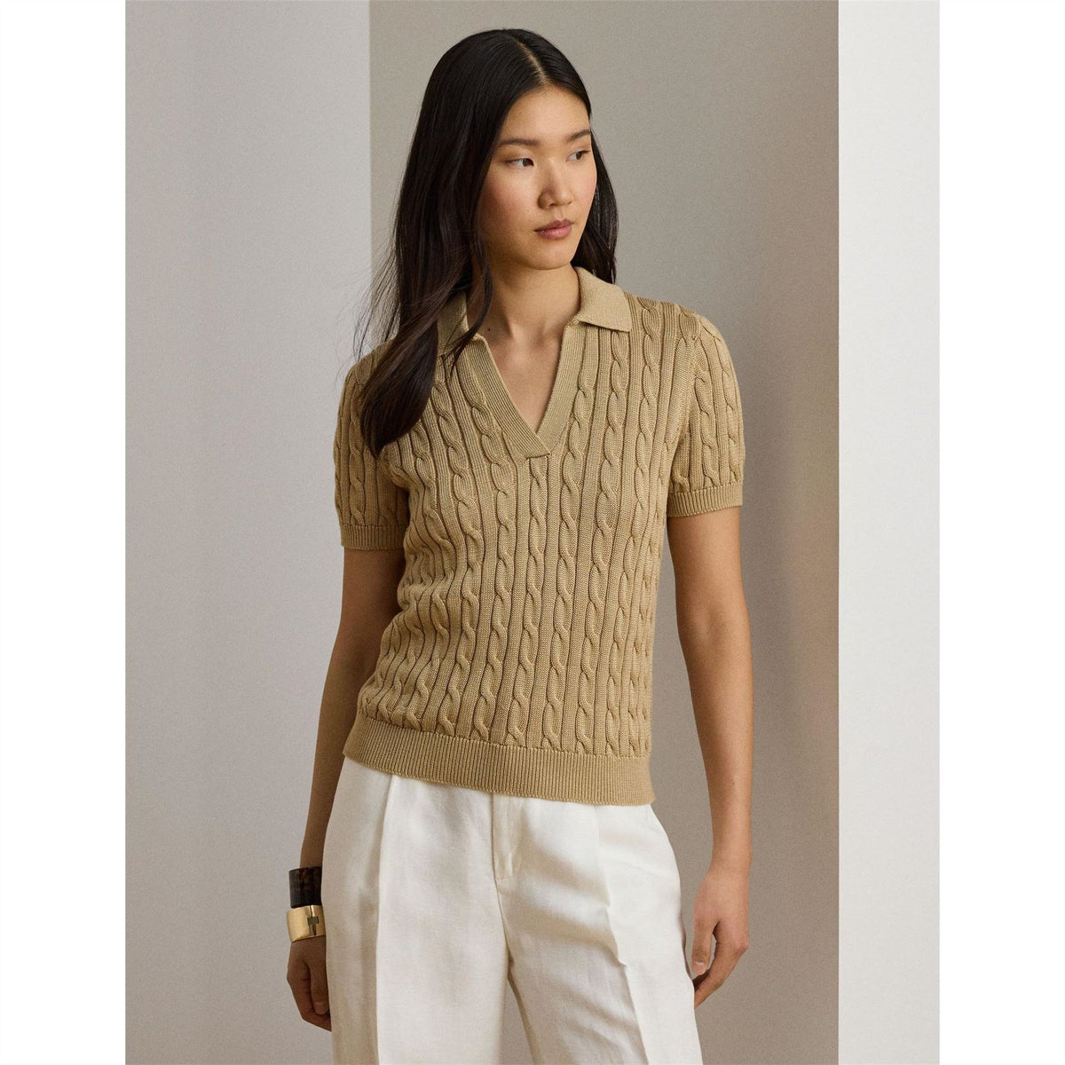 Lauren by Ralph Lauren Knitted Short Sleeve Polo Shirt