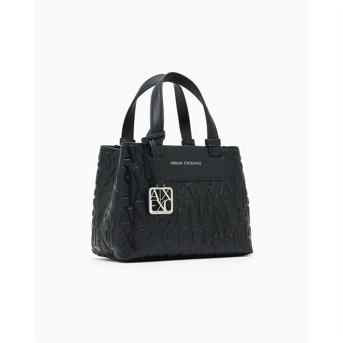 Armani Exchange Tote Handbag with All-Over Logo and Charm