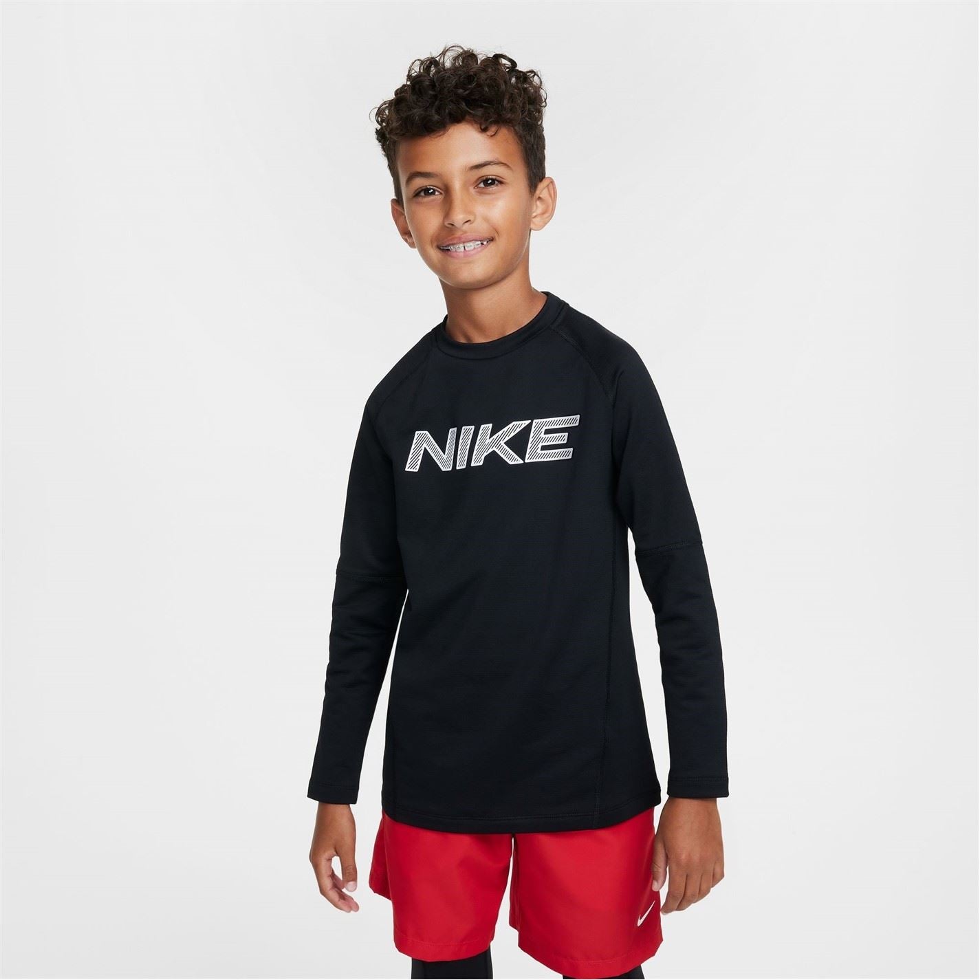 Nike Pro Big Kids (boys) Dri Fit Long Sleeve Training Crewneck Top