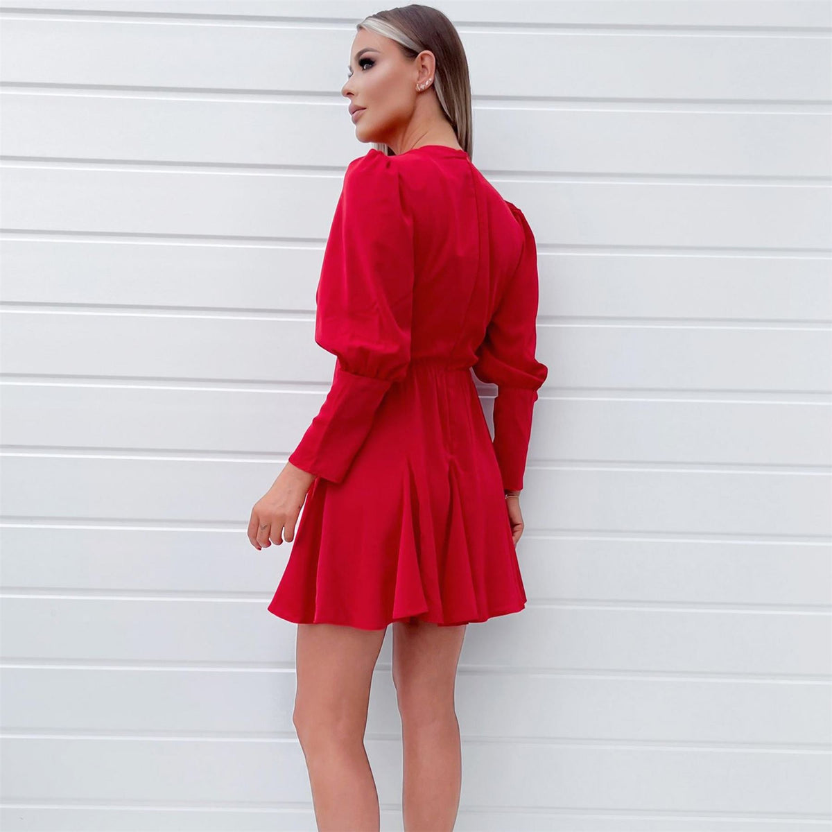 AX Paris V Neck Long Sleeve Skater Dress