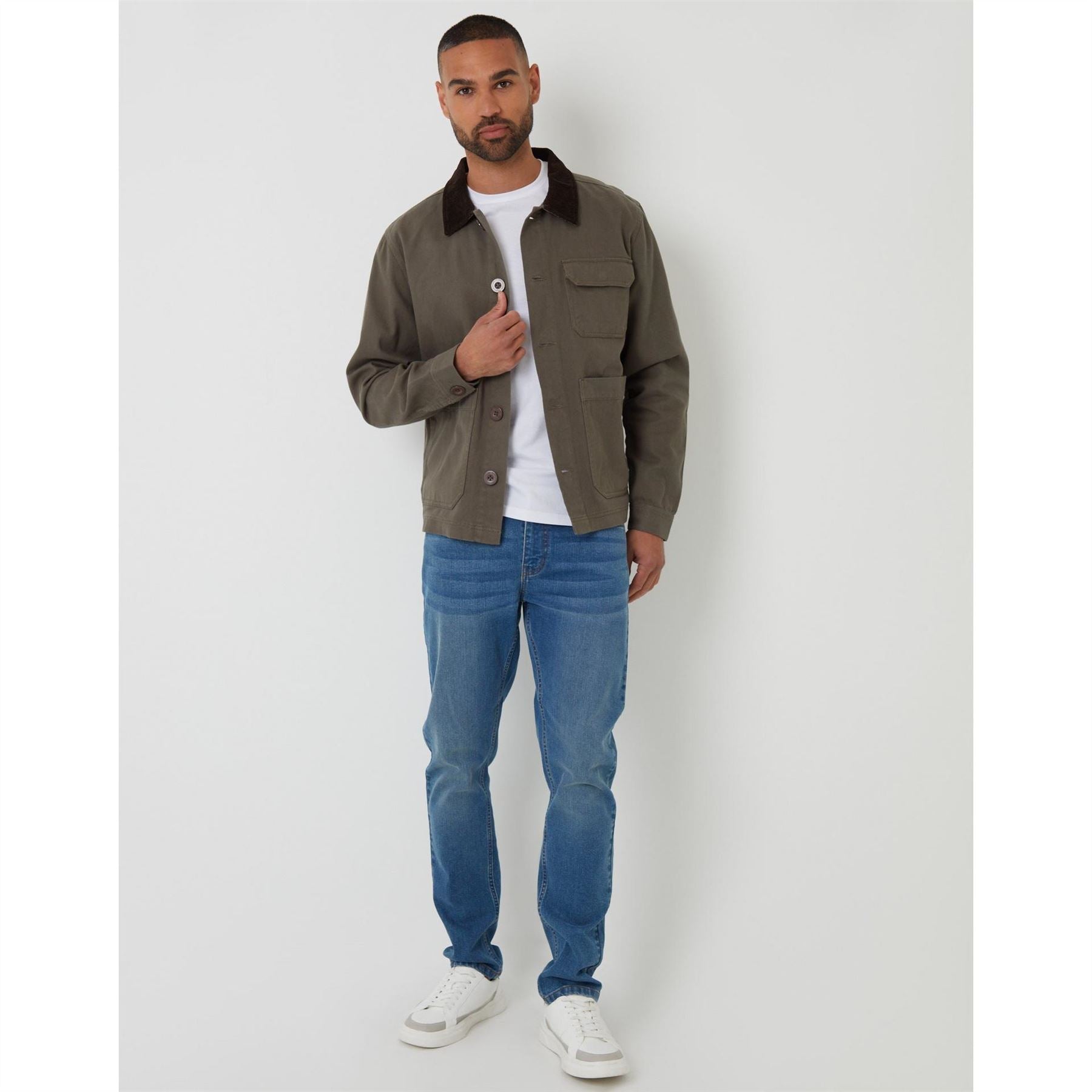 Threadbare Solid Patterned Parka Jacket with Chest Pocket