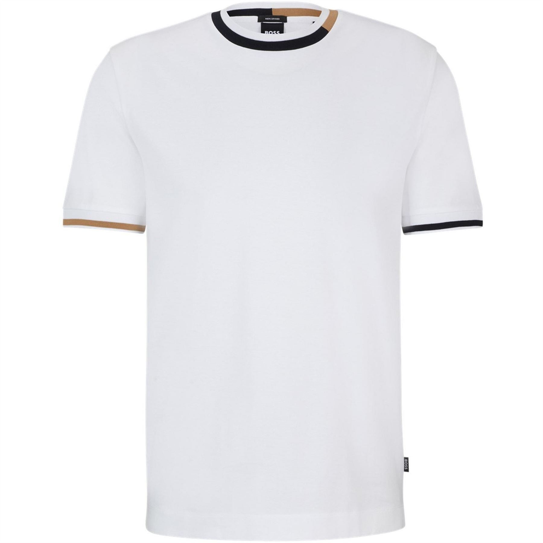 Boss Crew Neck Ribbed Collar Short Sleeve T-Shirt