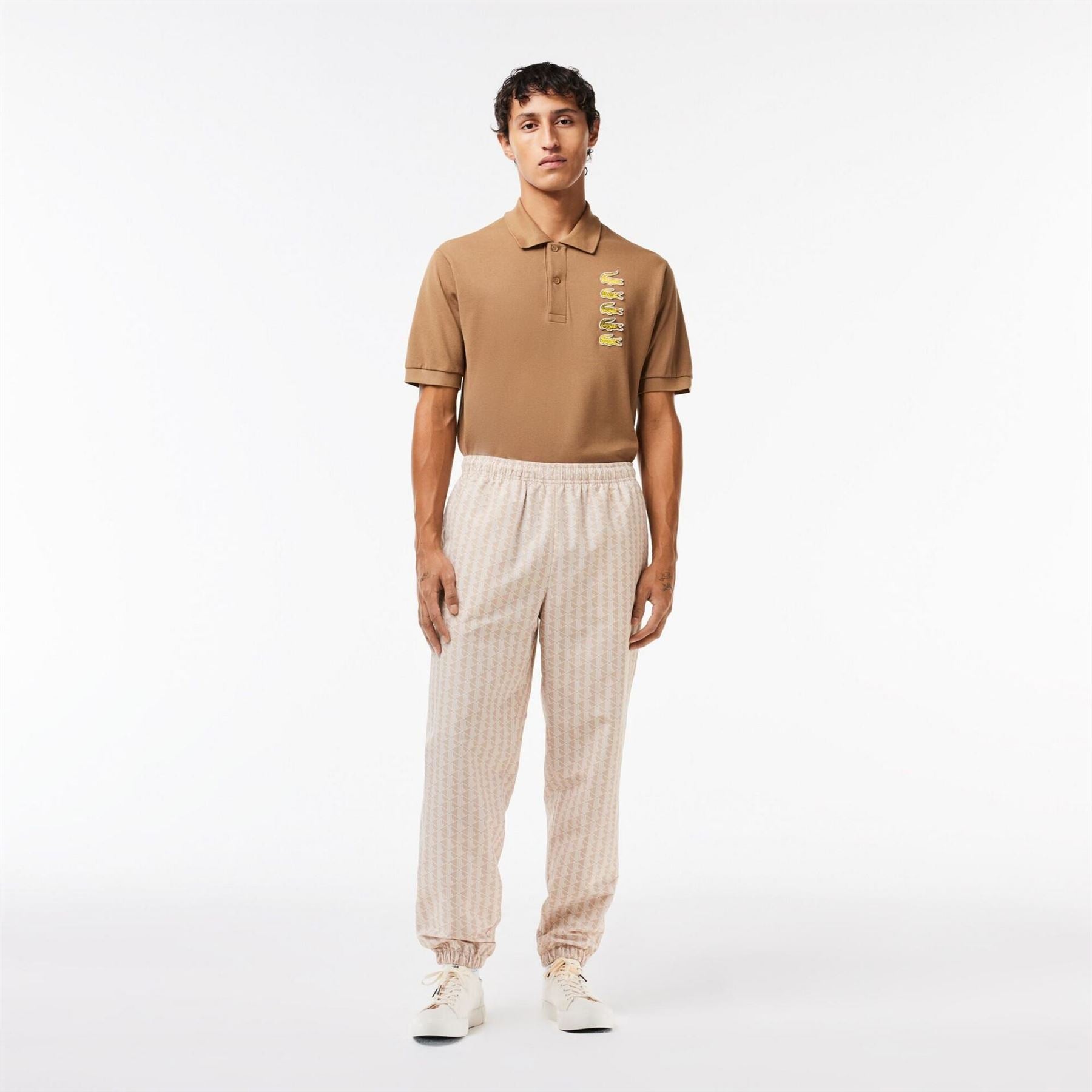 Lacoste Monogram Print Closed Hem Fleece Joggers