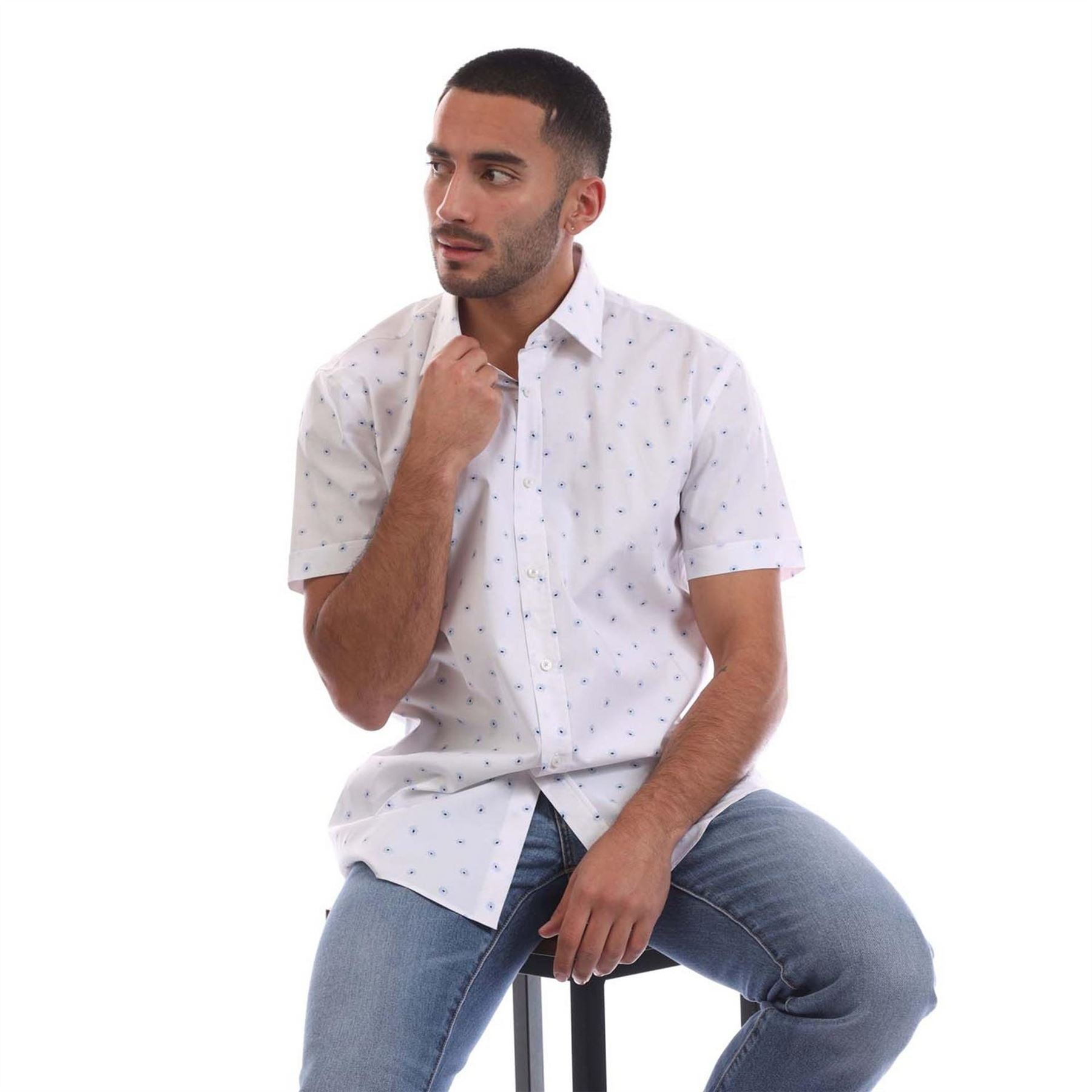 Boss Oxford Short Sleeve Collared Regular Fit Shirt