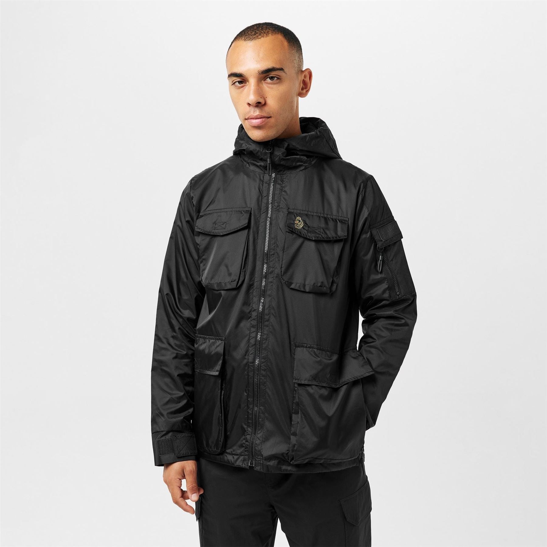Luke Curation Hooded Snap Button Solid Patterned Softshell Jacket