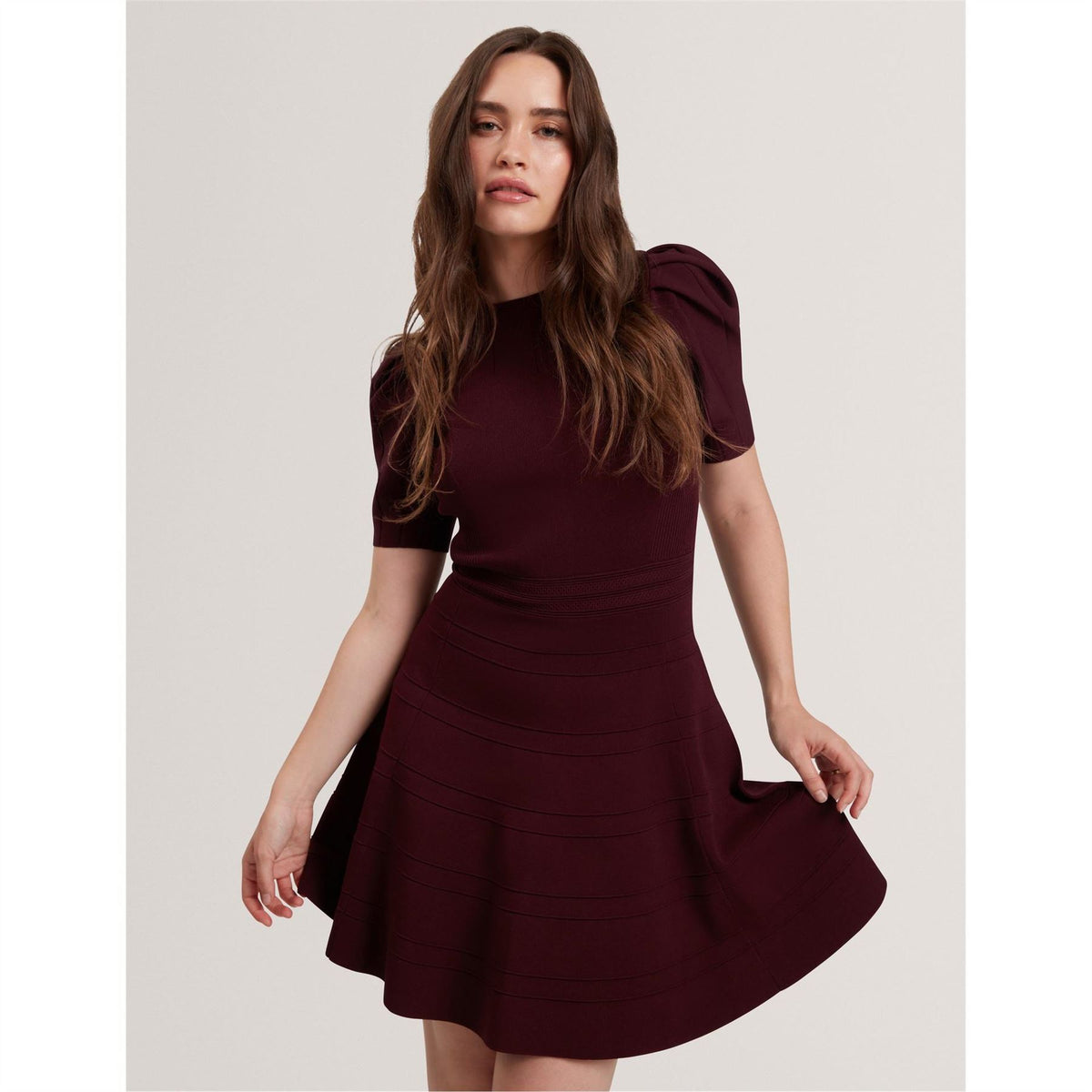 Ted Baker Knit Crew Neck Short Sleeve Skater Dress