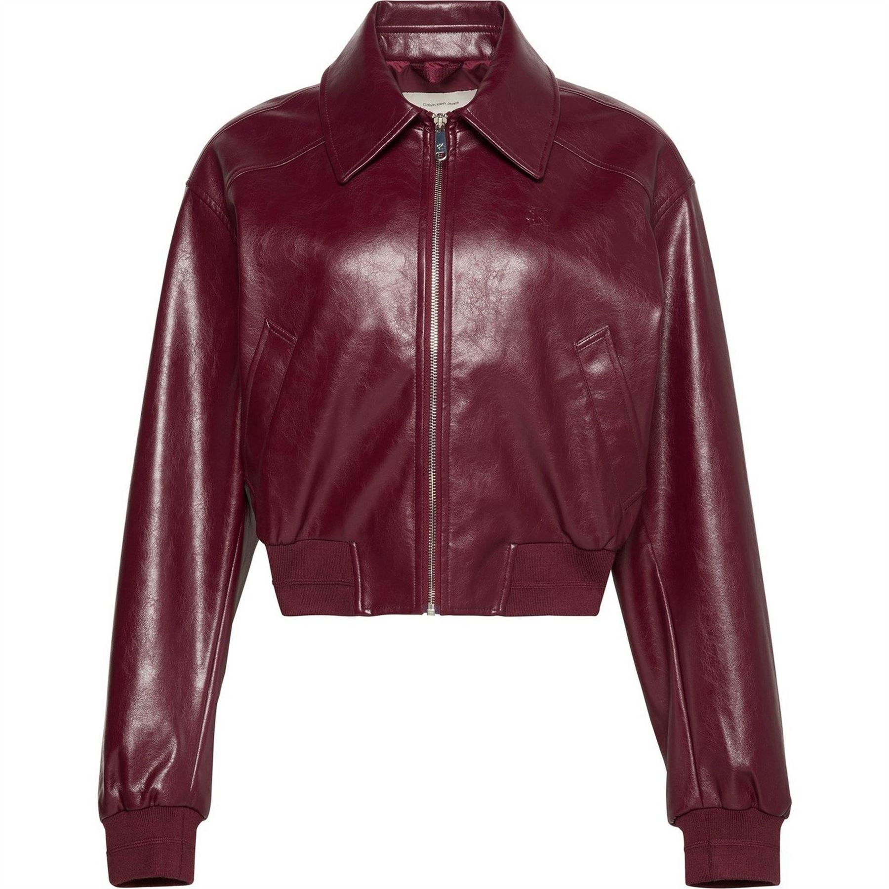 Calvin Klein Jeans Solid Patterned Snap Button Ribbed Cuff Bomber Jacket