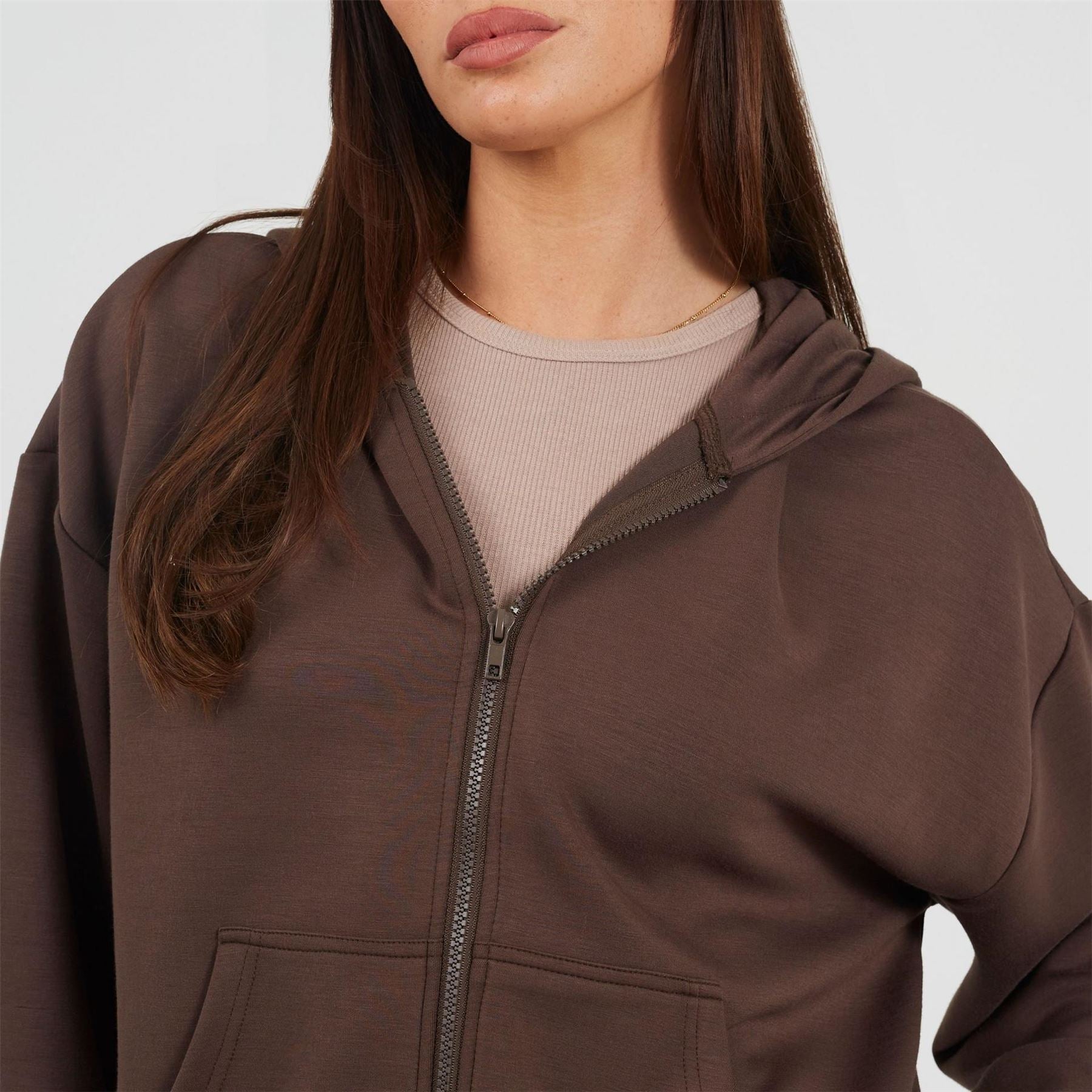 Brave Soul Womens Zip Through Hooded Scuba Sweatshirt