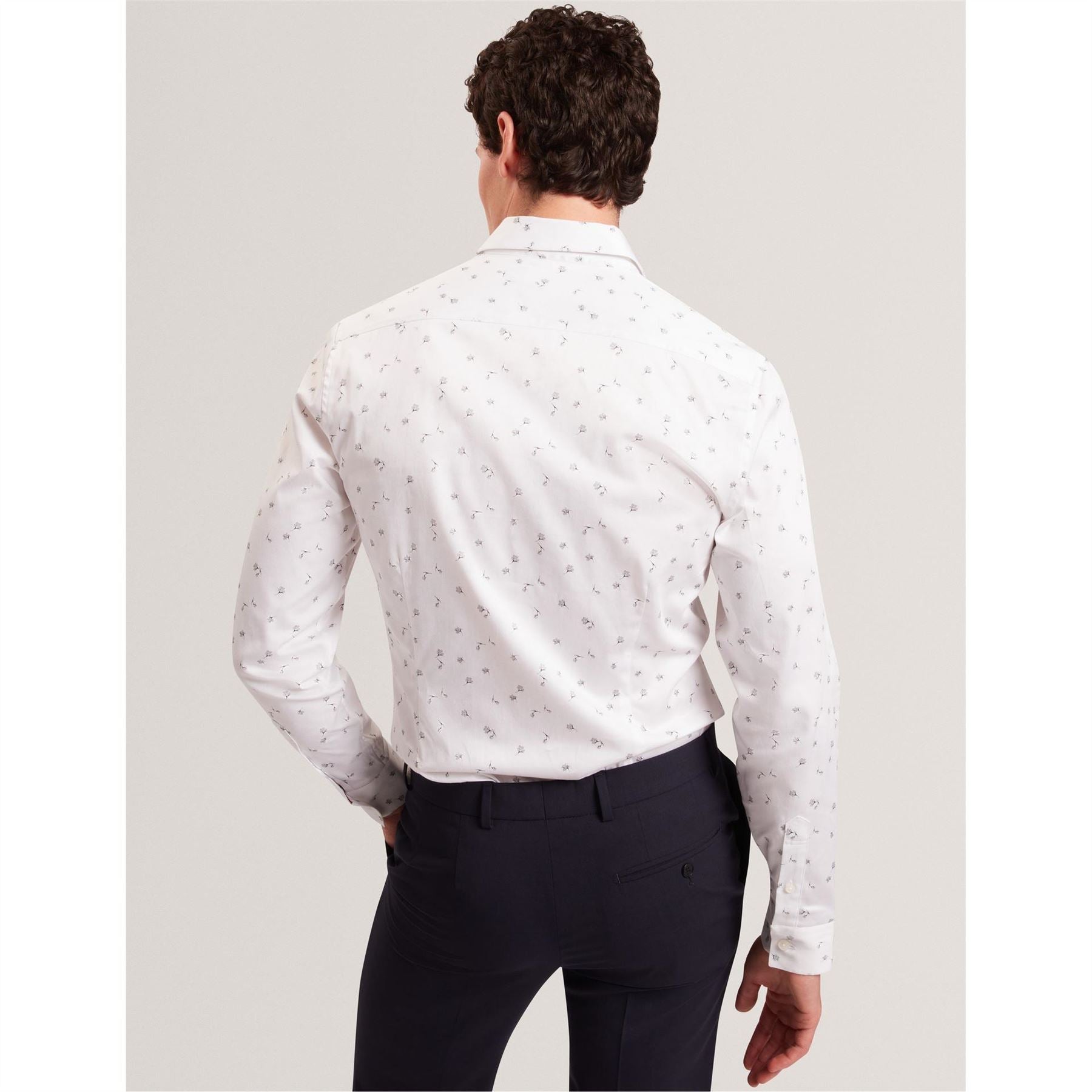 Ted Baker Floral Collared Neck Long Sleeve Slim Fit Shirt