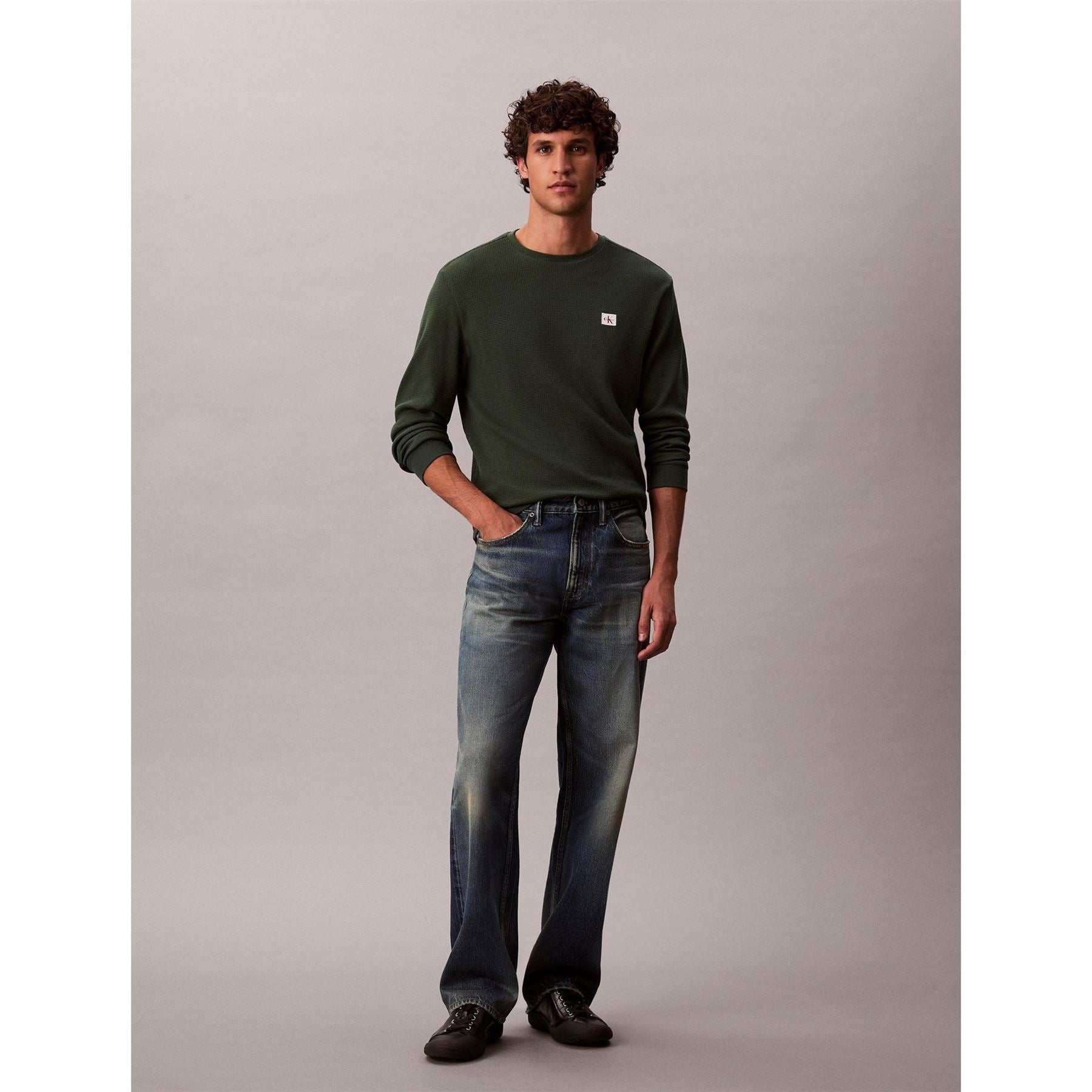 Calvin Klein Jeans Waffle Long Sleeve Crew Neck T-Shirt