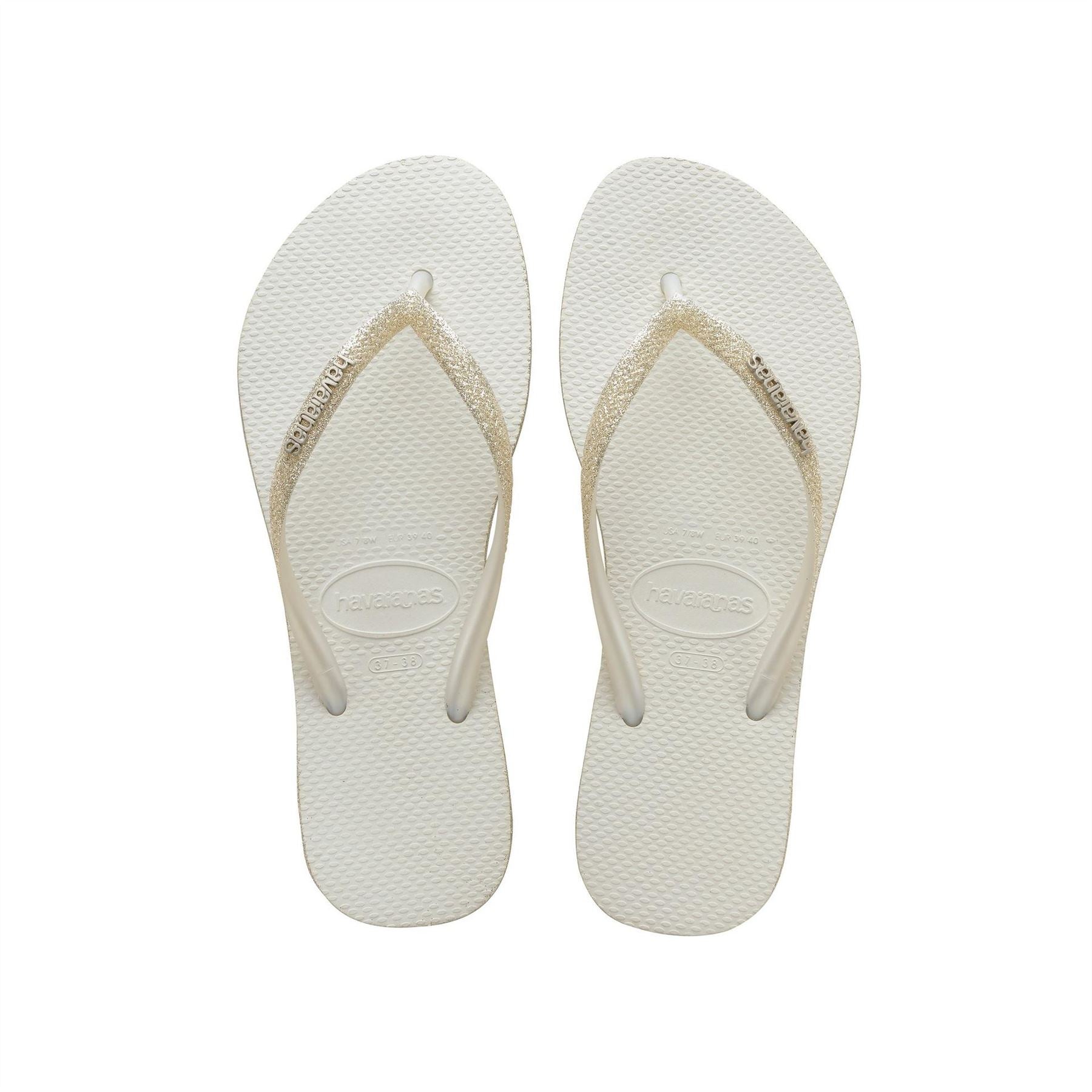 Havaianas Hav. Slim Sparkle White 33 34 Flip Flops Womens