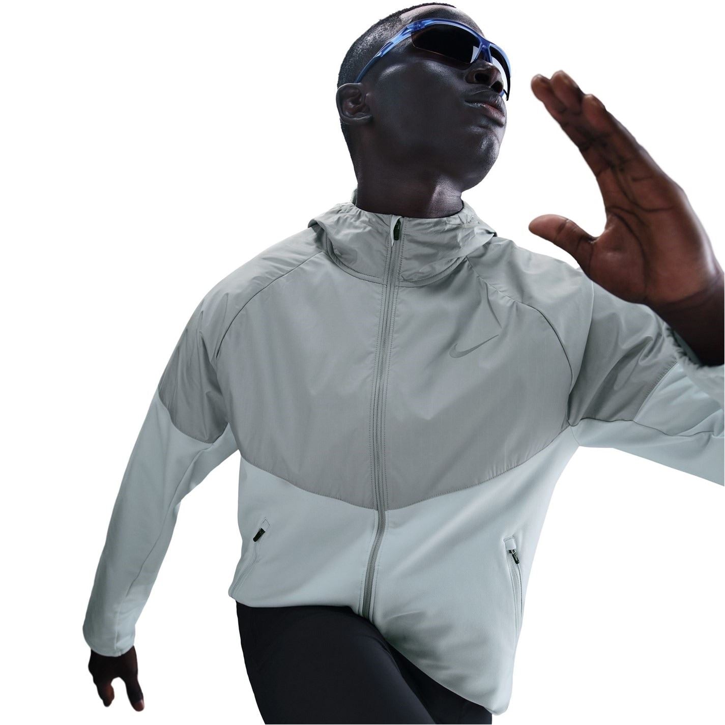 Nike Wint Miler Solid Patterned Hooded Drawstring Running Jacket