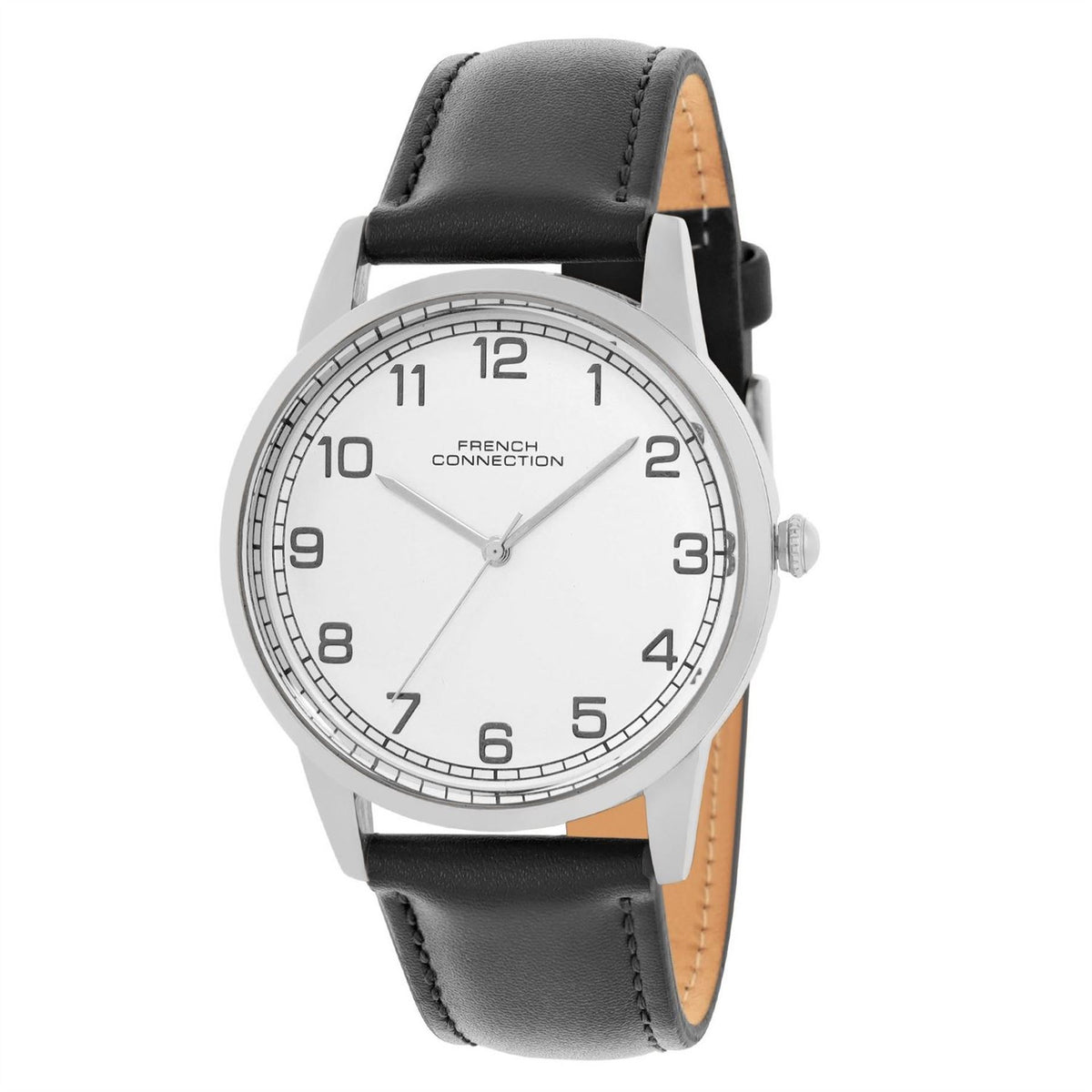 French Connection Connection Rose Case Round Shape Black Strap Quartz Watch