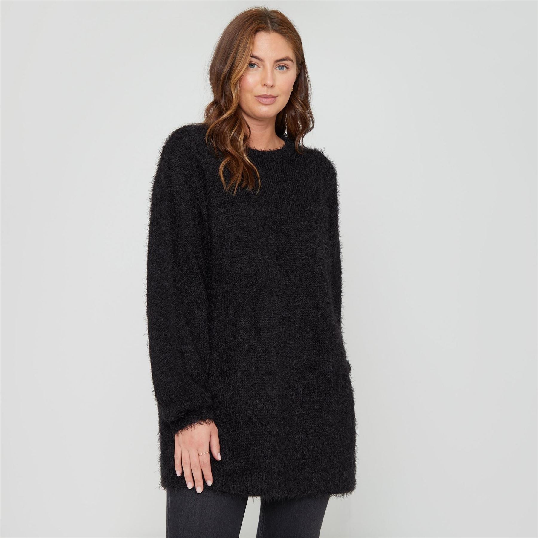 Be You Fluffy Relaxed Fit Crew Neck Sweater