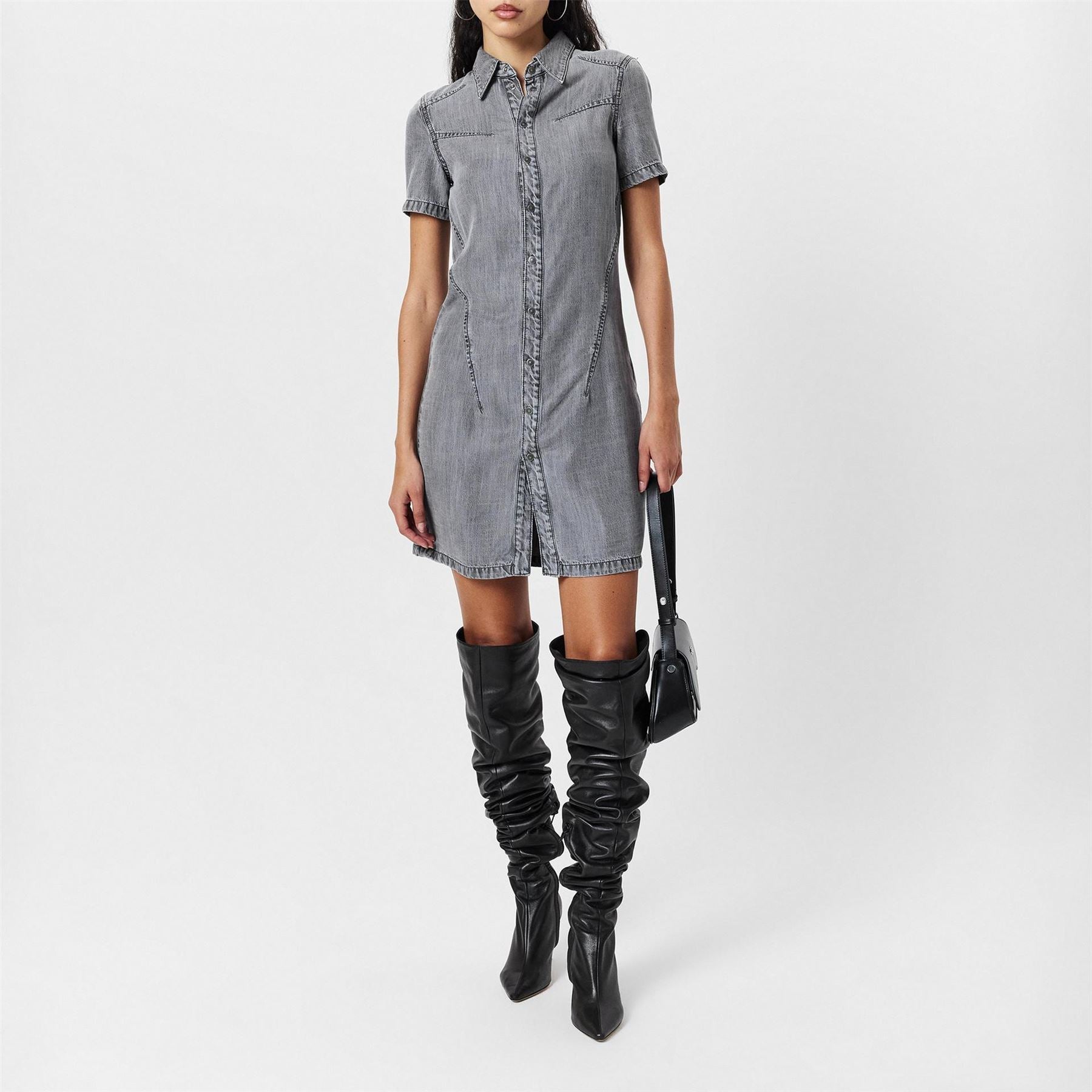 Diesel D Shirty Aito Collared Neck Midi Dress