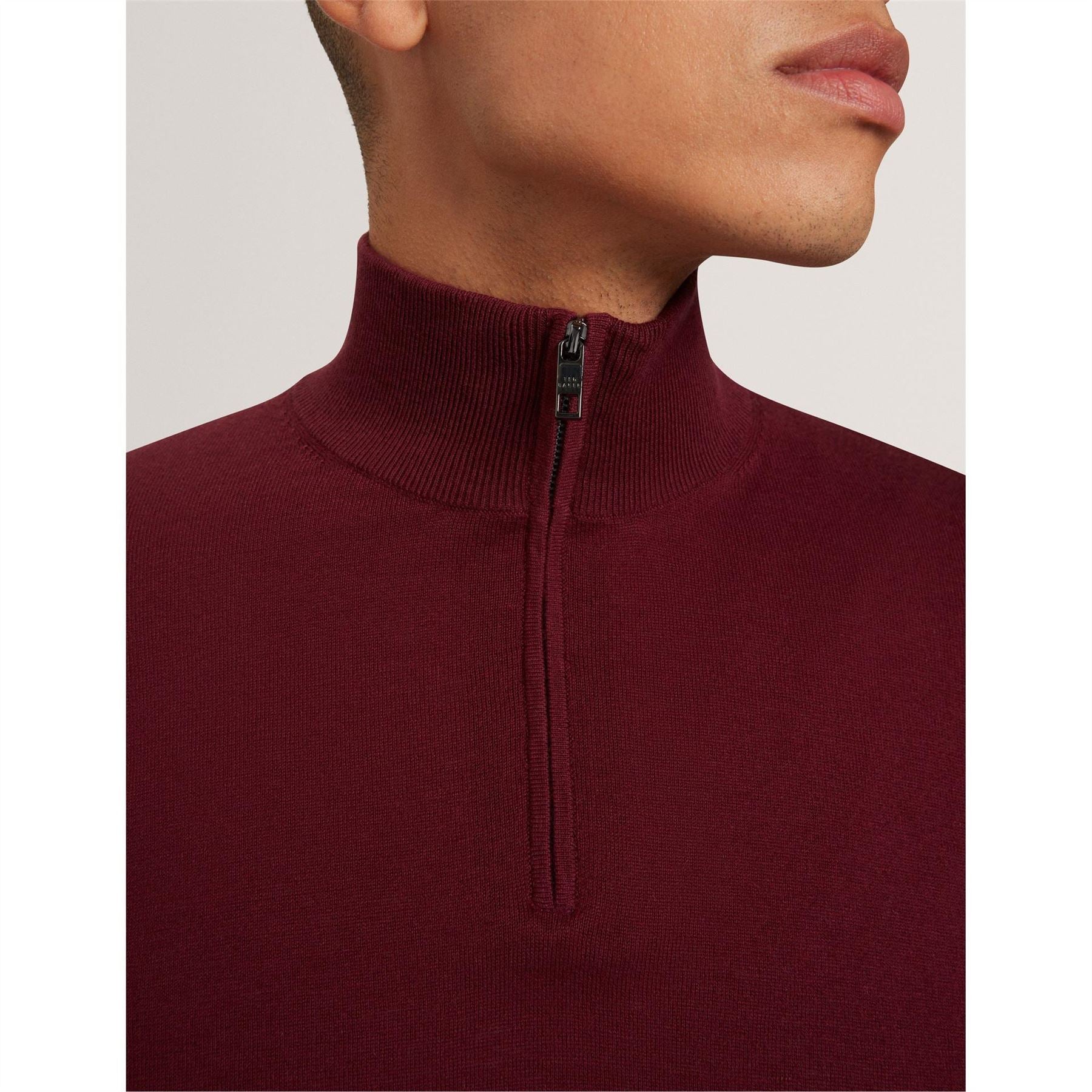 Ted Baker Merino Zip Neck Long Sleeve Raglan Sweater