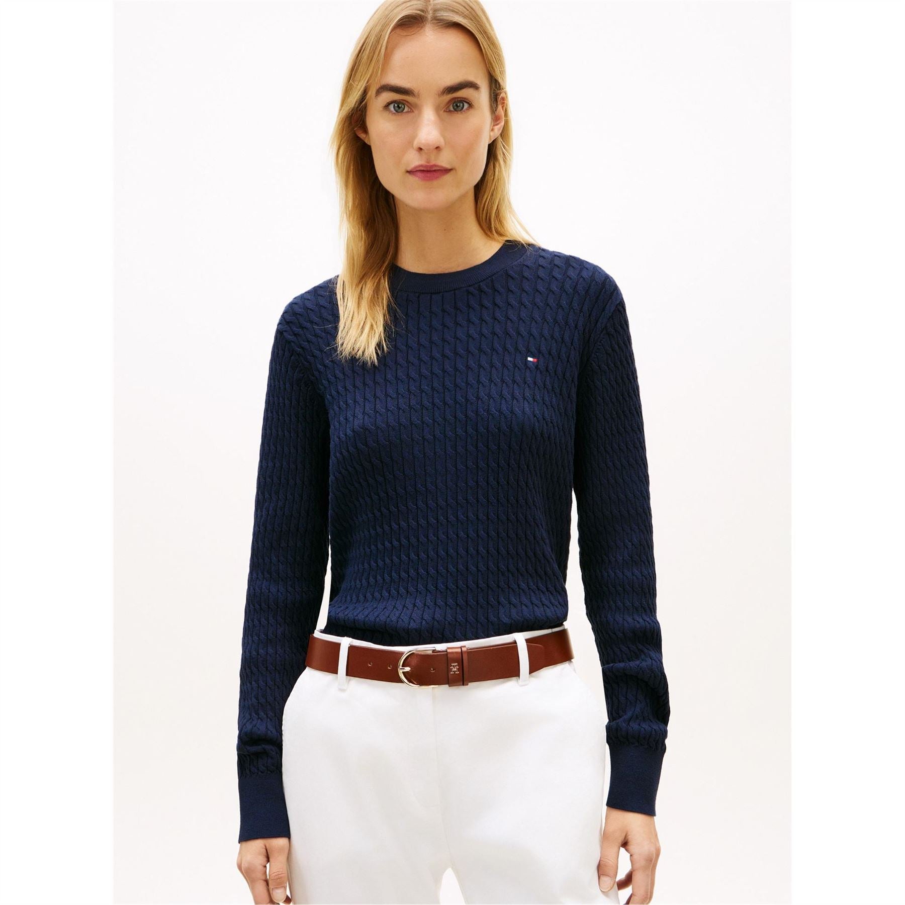 Tommy Hilfiger Cable Detail Crew Neck Long Sleeve Sweater