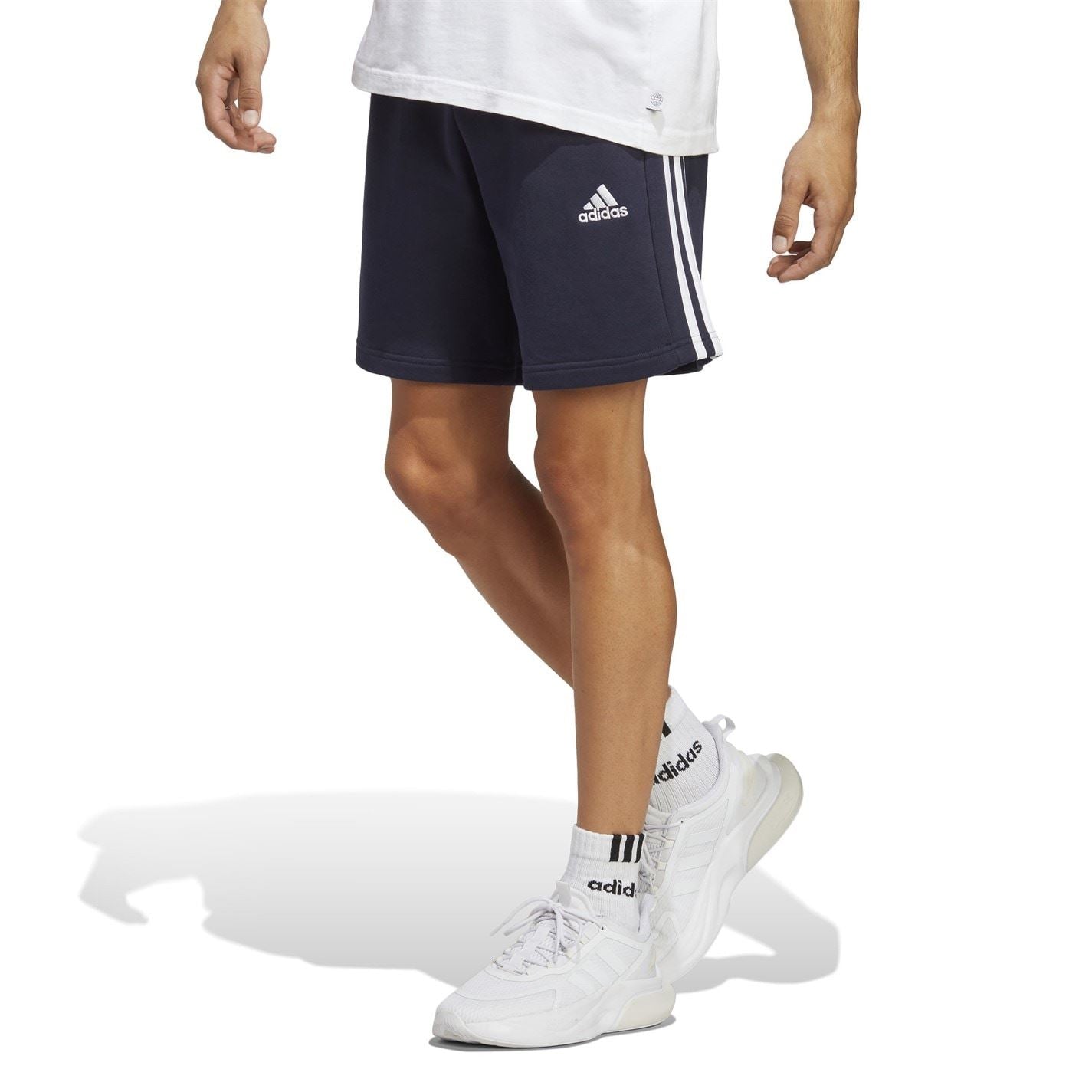 adidas Mens Essentials 3 Stripe Fleece Shorts