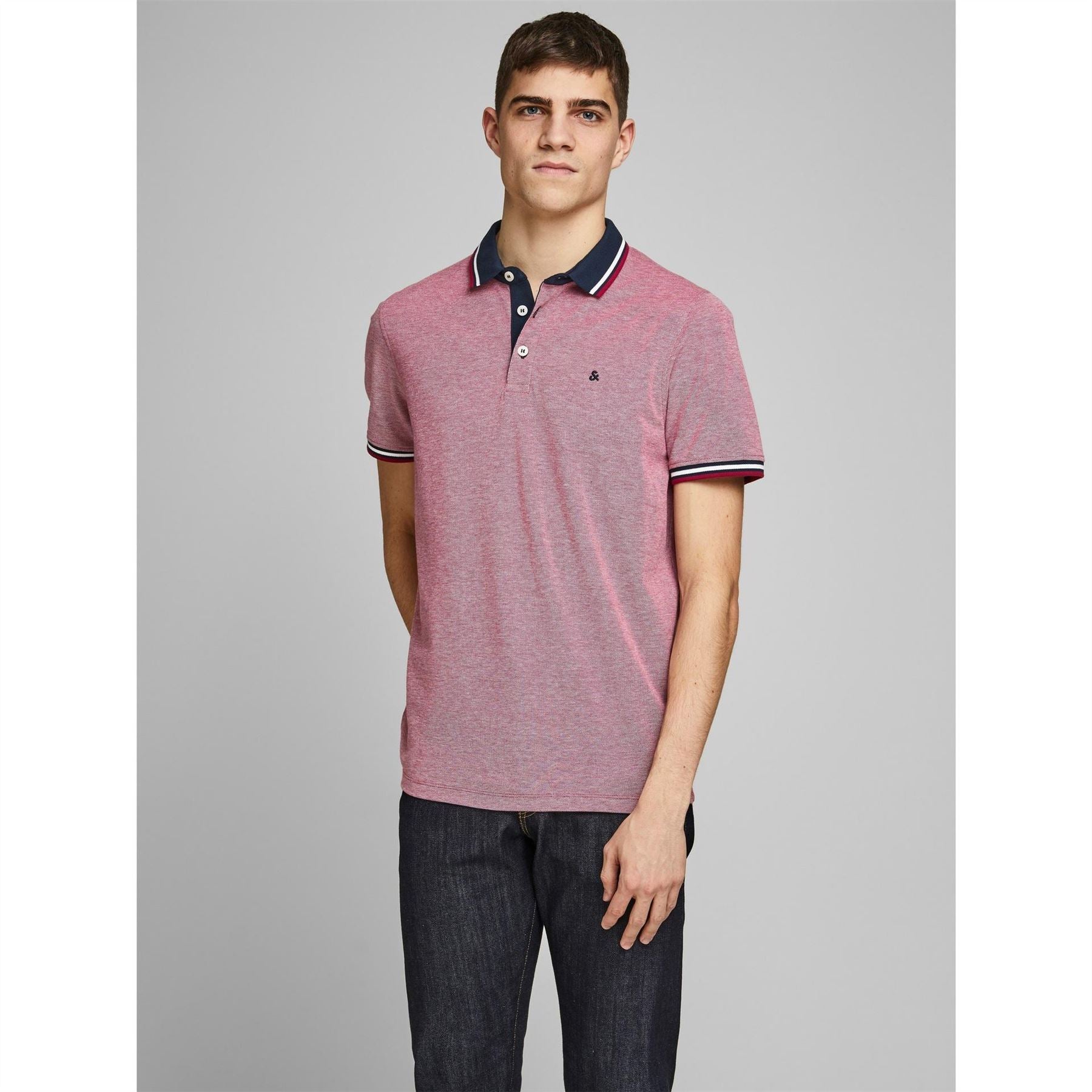 Jack and Jones Paulos Tipped Pique Short Sleeve Polo Shirt
