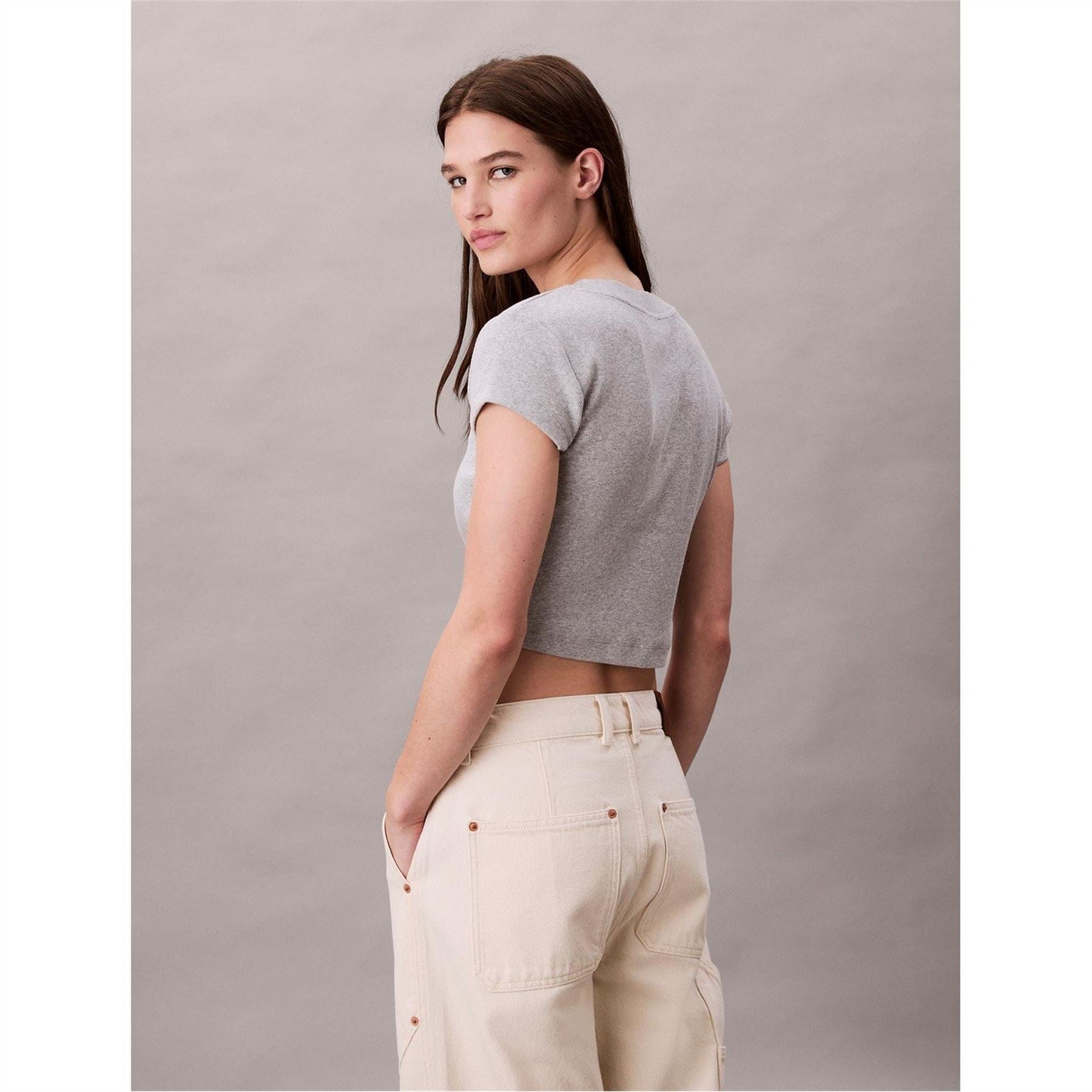 Calvin Klein Jeans Baby Slim Fit Cropped Crew Neck T-Shirt