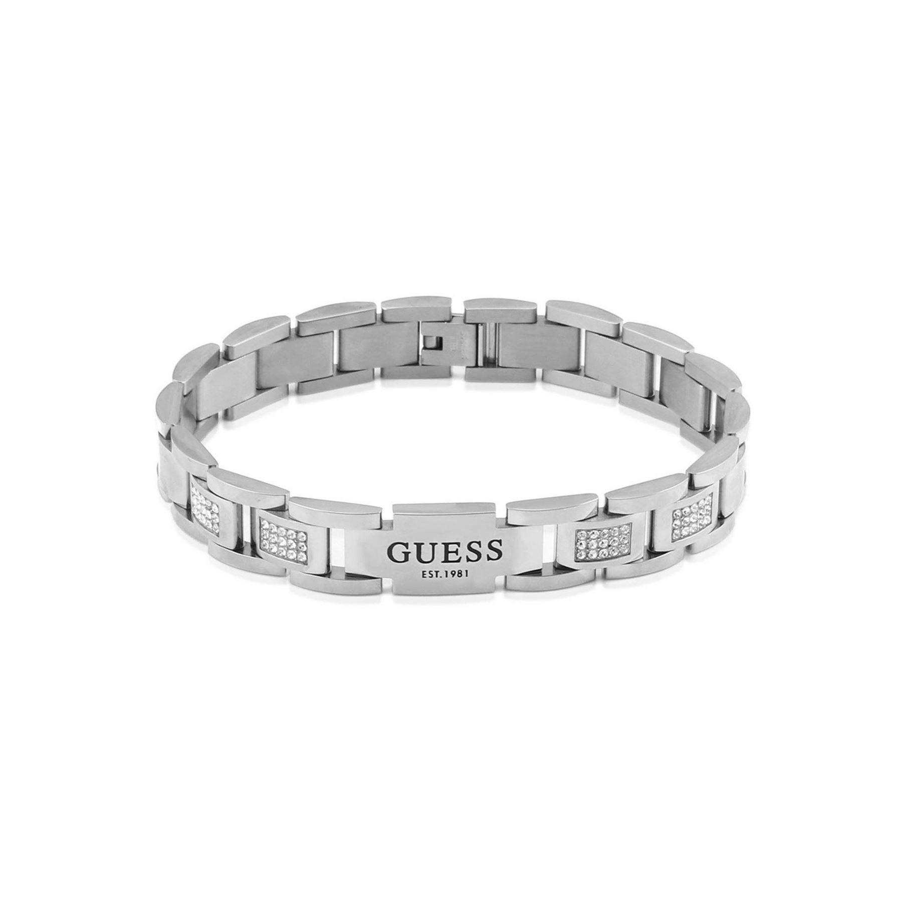 Guess 12mm Flat Chain  And  White Cz Bracelet
