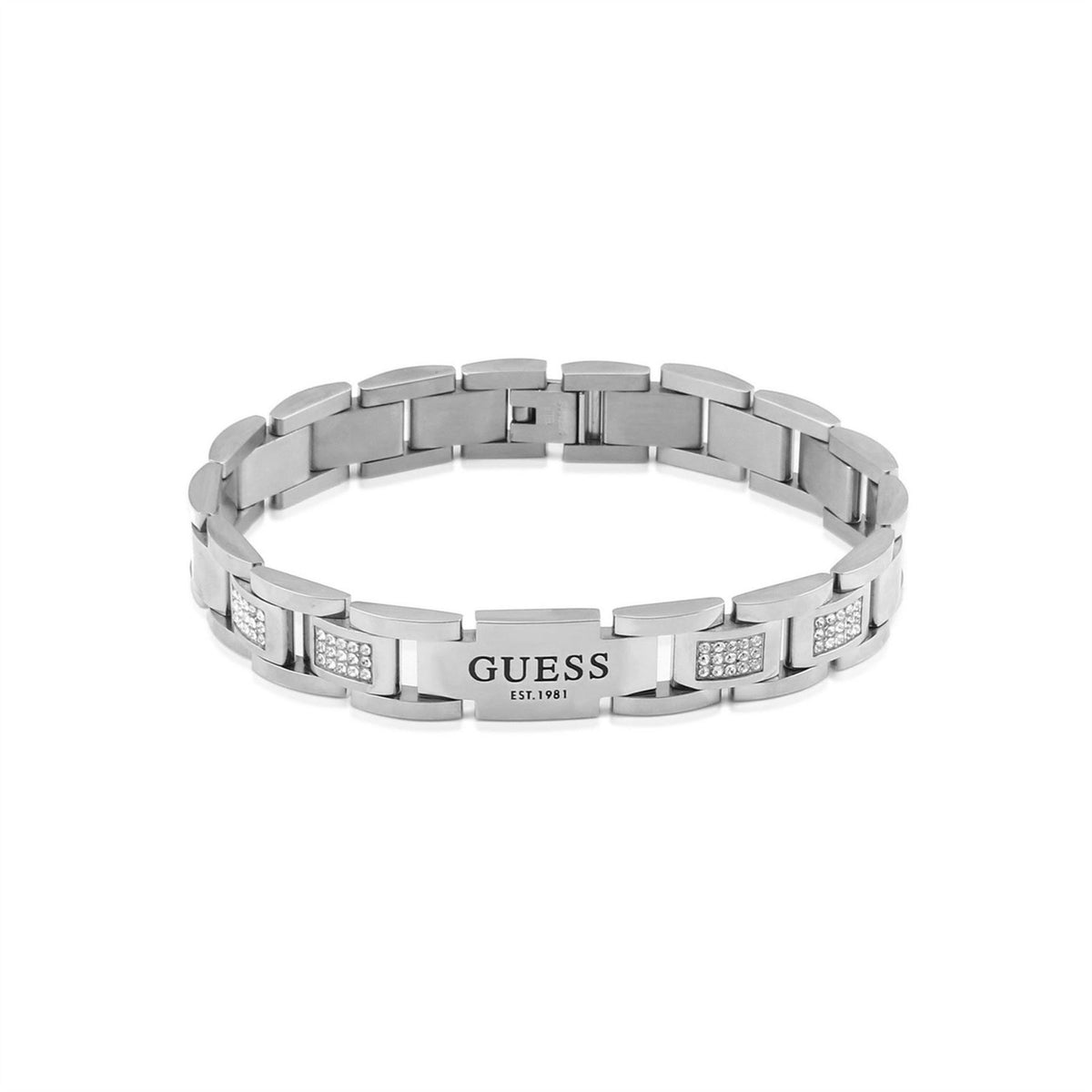 Guess 12mm Flat Chain  And  White Cz Bracelet